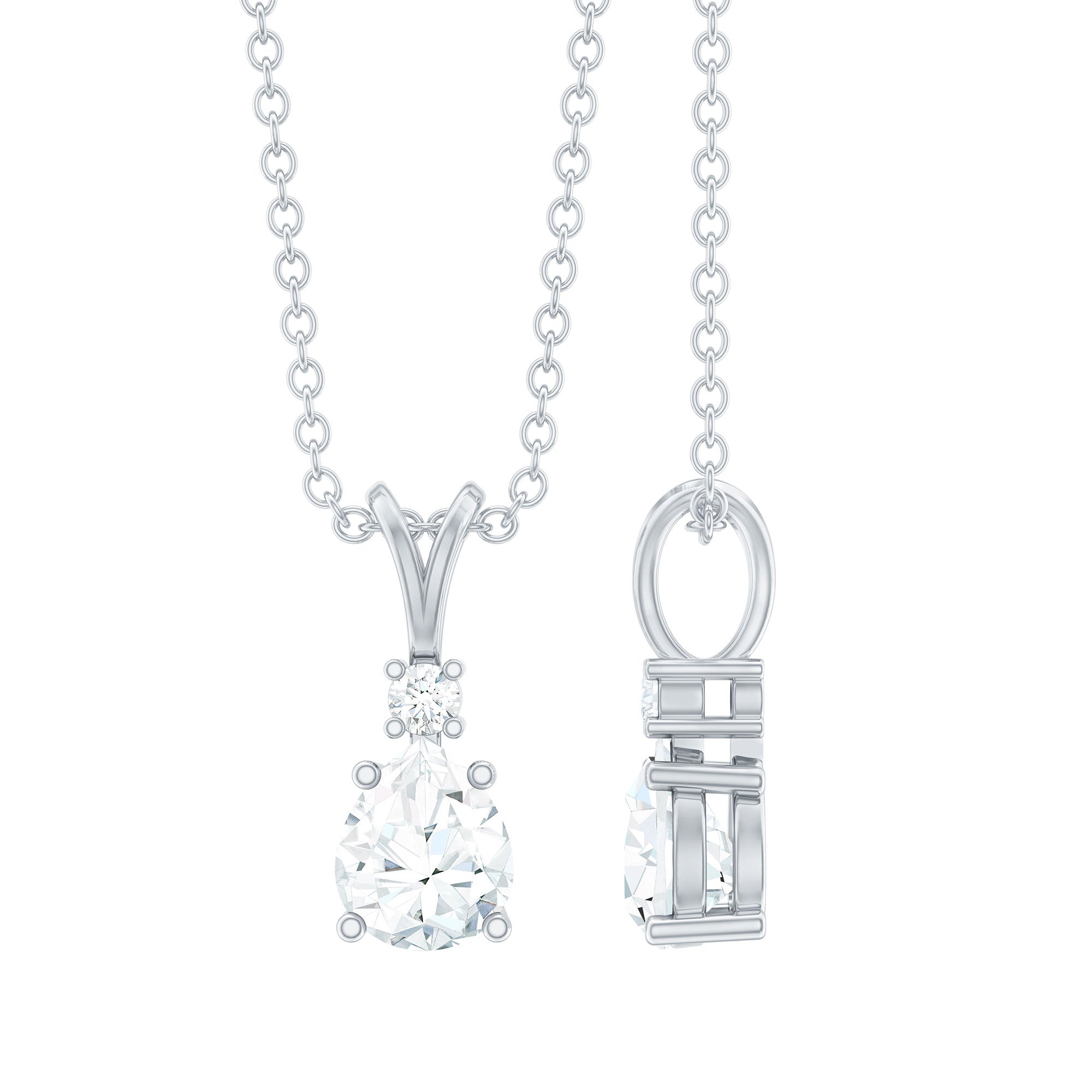 6X5 MM Lab Grown Diamond Teardrop Pendant Necklace