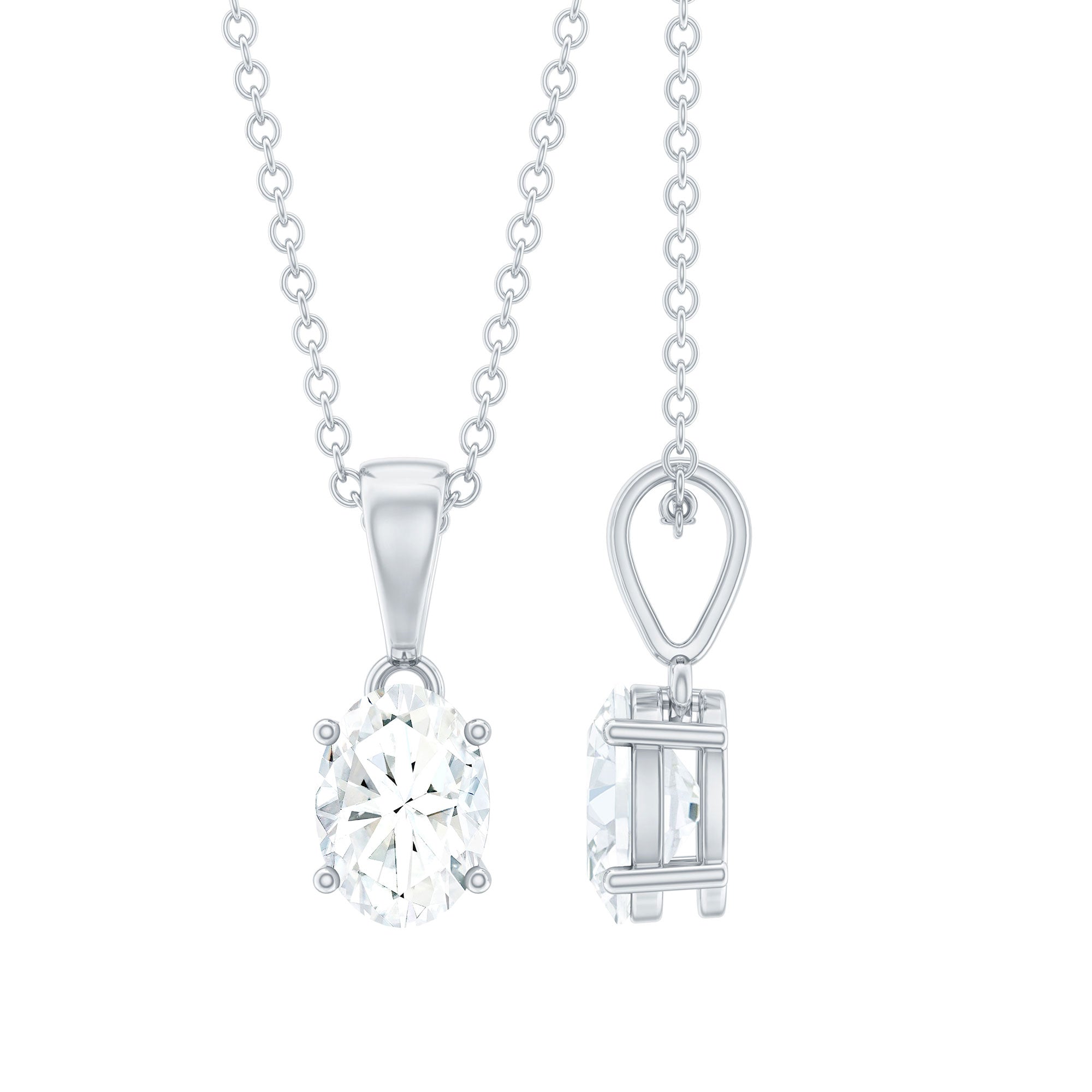 5X7 MM Lab Grown Diamond Solitaire Necklace with Chain