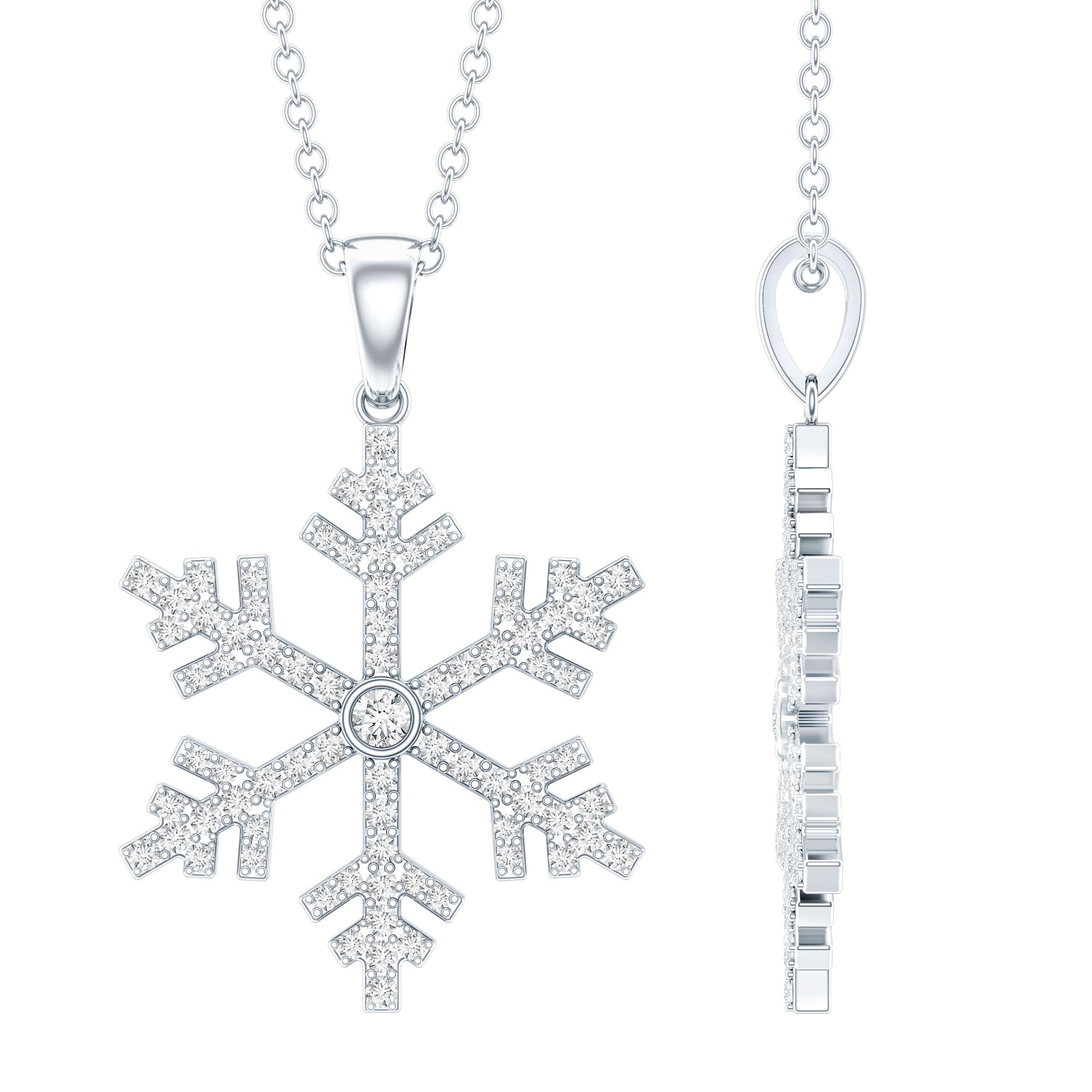 Genuine Diamond Snowflake Pendant for Women Natural - ( HI-SI ) - Rosec Jewels