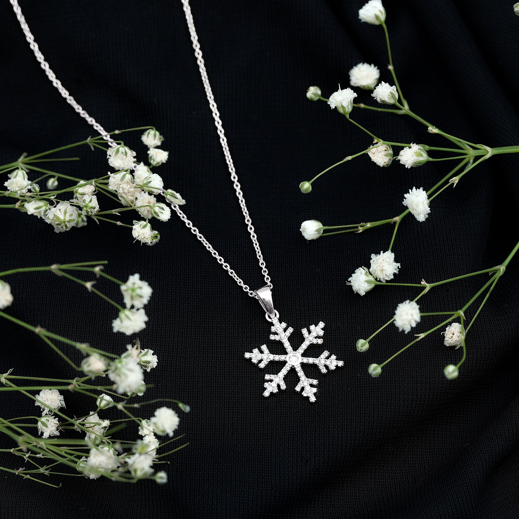 Genuine Diamond Snowflake Pendant for Women Natural - ( HI-SI ) - Rosec Jewels