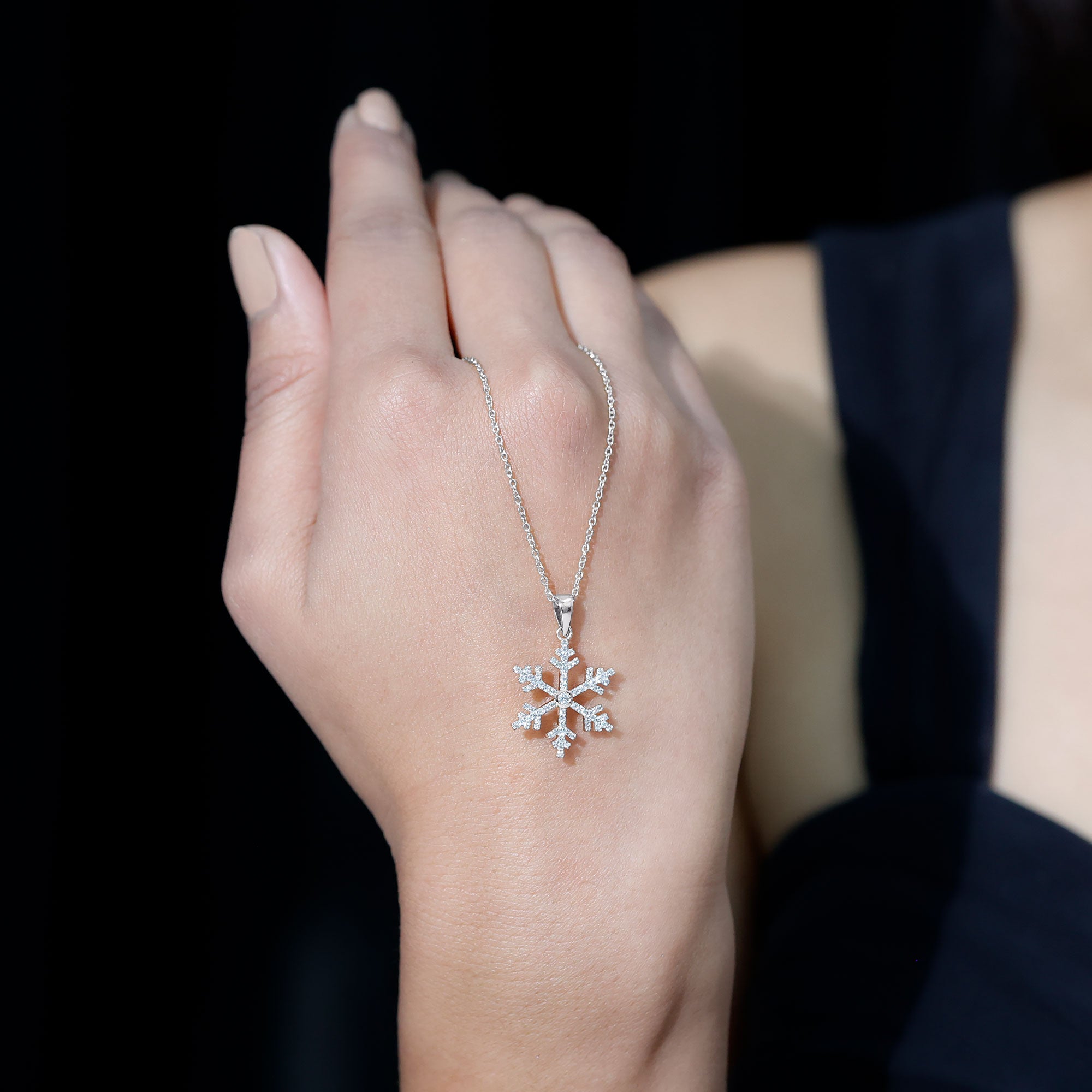Genuine Diamond Snowflake Pendant for Women Natural - ( HI-SI ) - Rosec Jewels