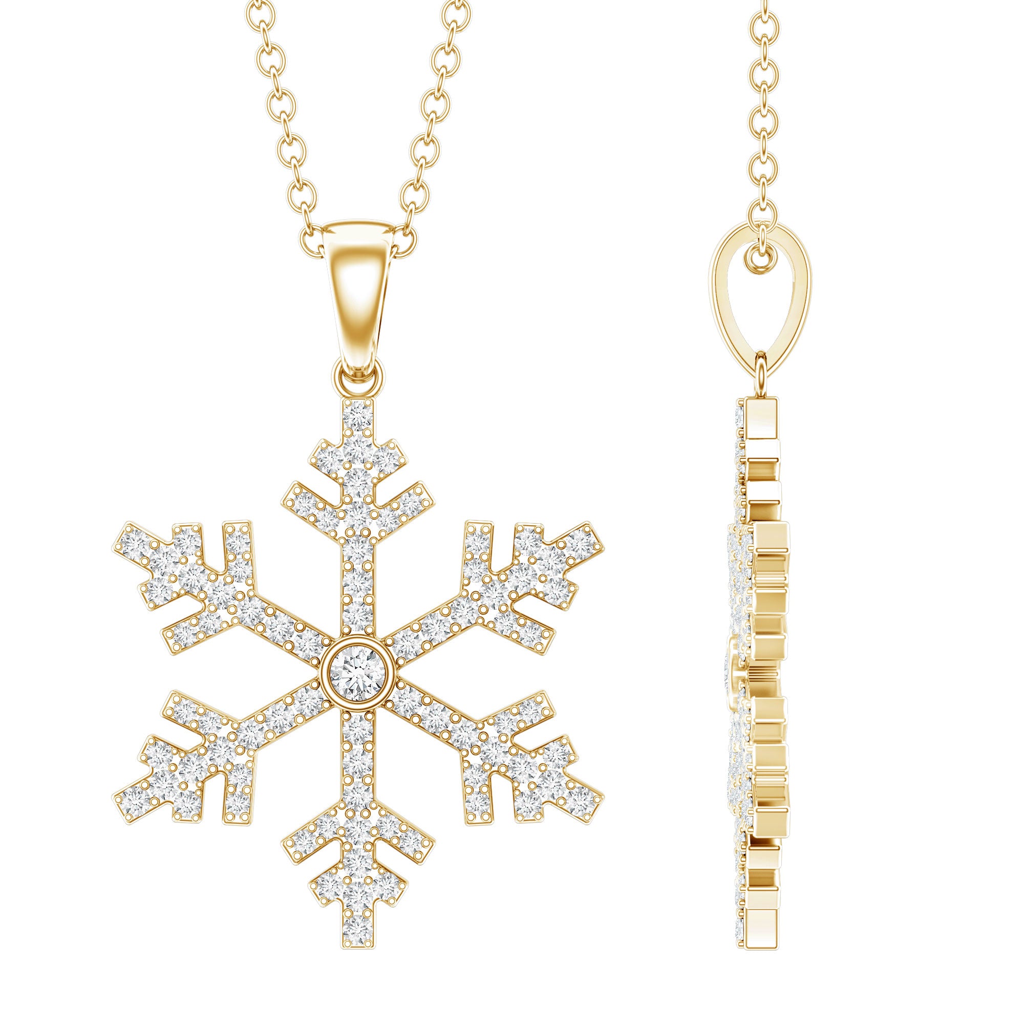 Genuine Diamond Snowflake Pendant for Women Natural - ( HI-SI ) - Rosec Jewels