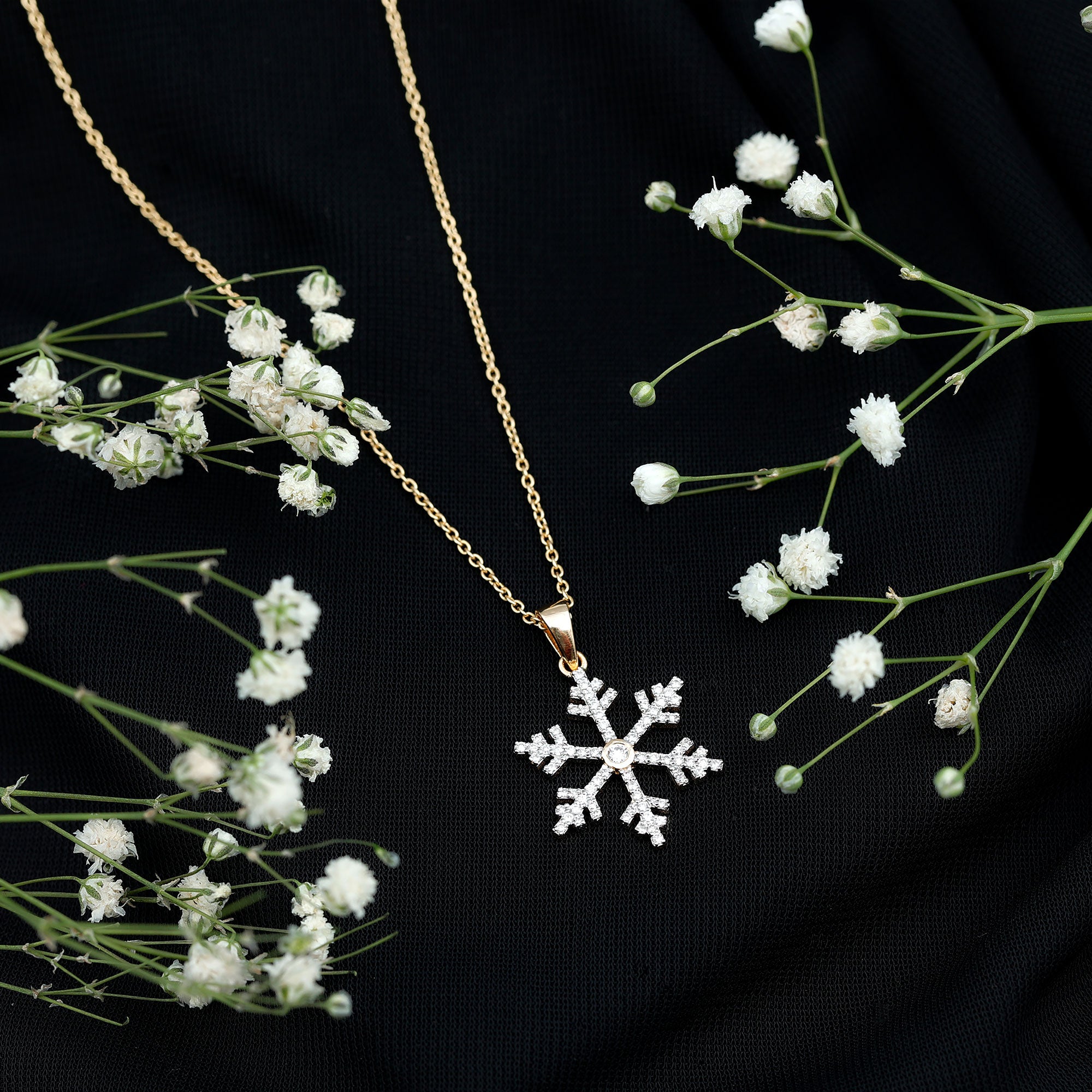 Genuine Diamond Snowflake Pendant for Women Natural - ( HI-SI ) - Rosec Jewels