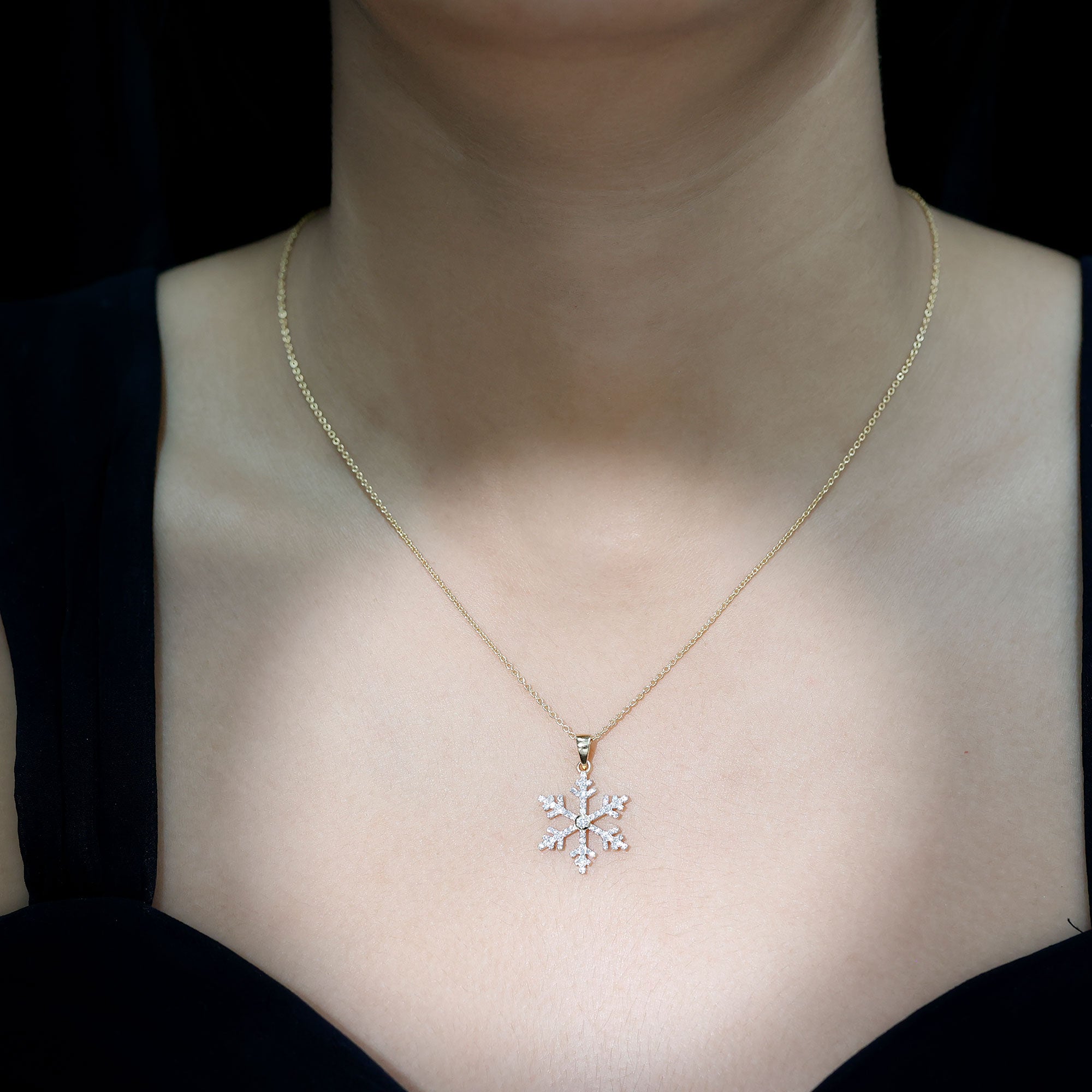 Genuine Diamond Snowflake Pendant for Women Natural - ( HI-SI ) - Rosec Jewels