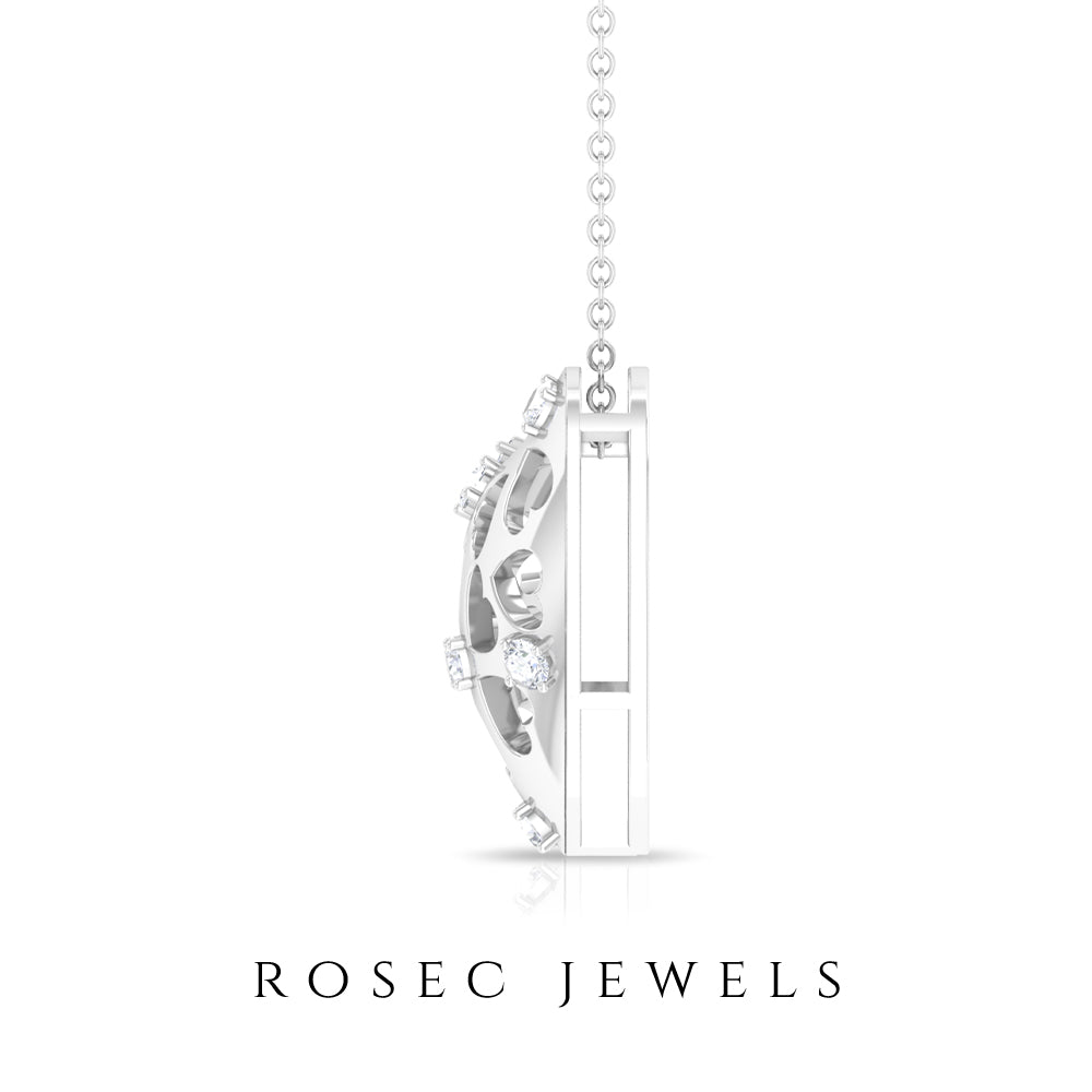 Rosec Jewels-Heart Shaped Openwork Pendant with Round Diamond in Gold