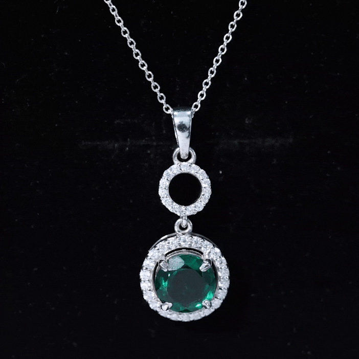 Certified Lab Created Emerald Wedding Necklace with Chain AAAA - Rosec Jewels