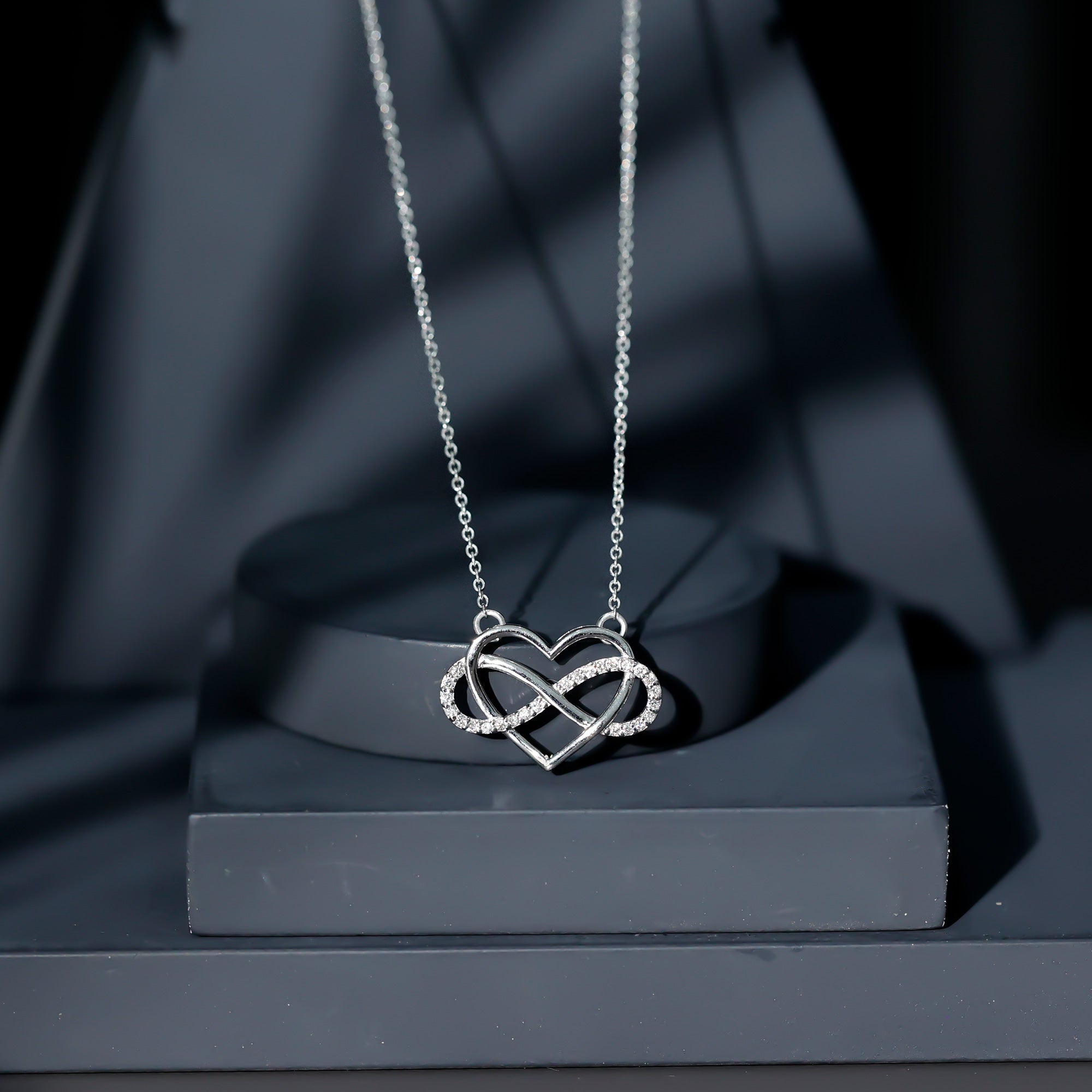 Certified Diamond Infinity Heart Necklace Natural - ( HI-SI ) - Rosec Jewels