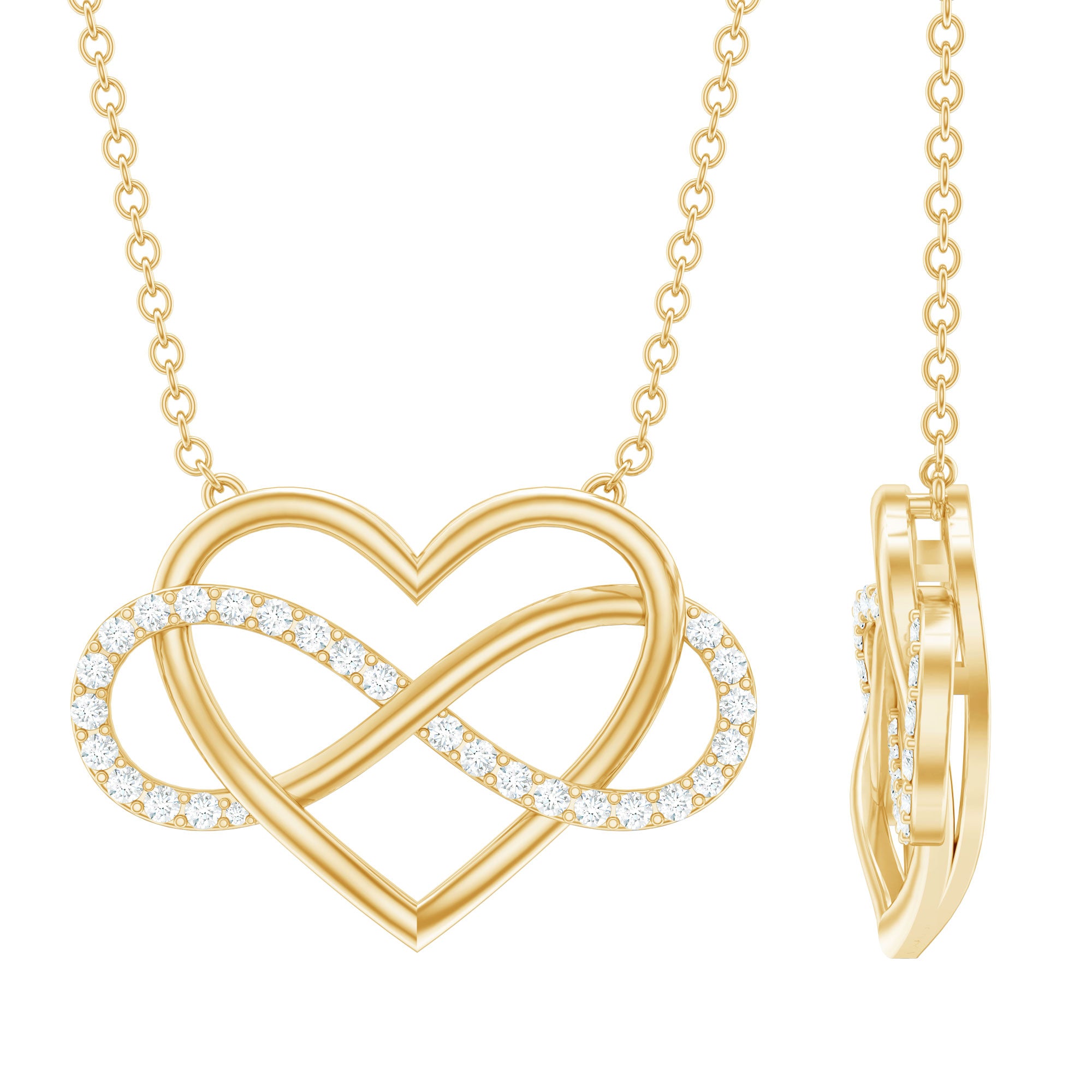 Certified Diamond Infinity Heart Necklace Natural - ( HI-SI ) - Rosec Jewels