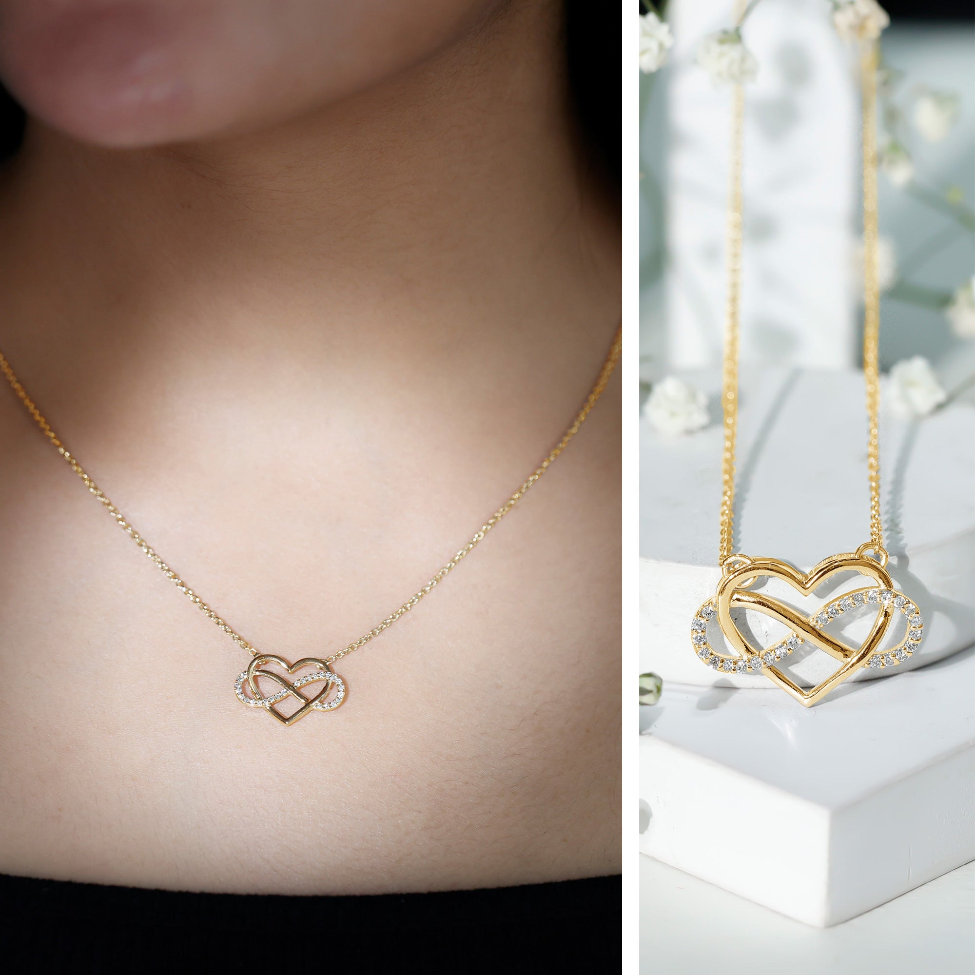 Certified Diamond Infinity Heart Necklace Natural - ( HI-SI ) - Rosec Jewels