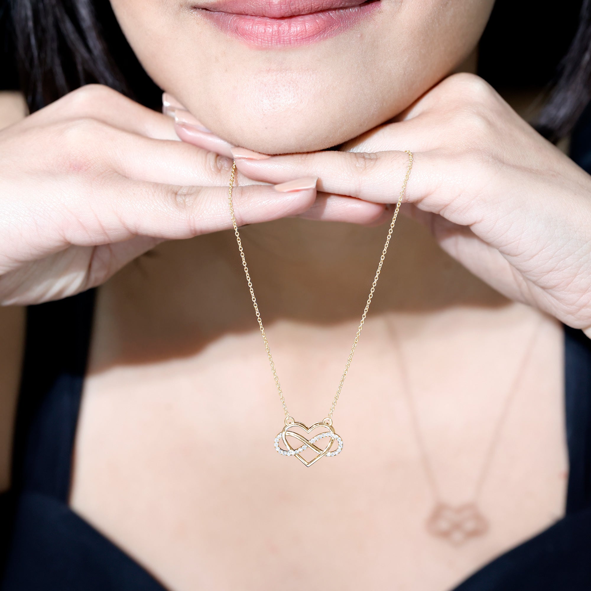Certified Diamond Infinity Heart Necklace Natural - ( HI-SI ) - Rosec Jewels