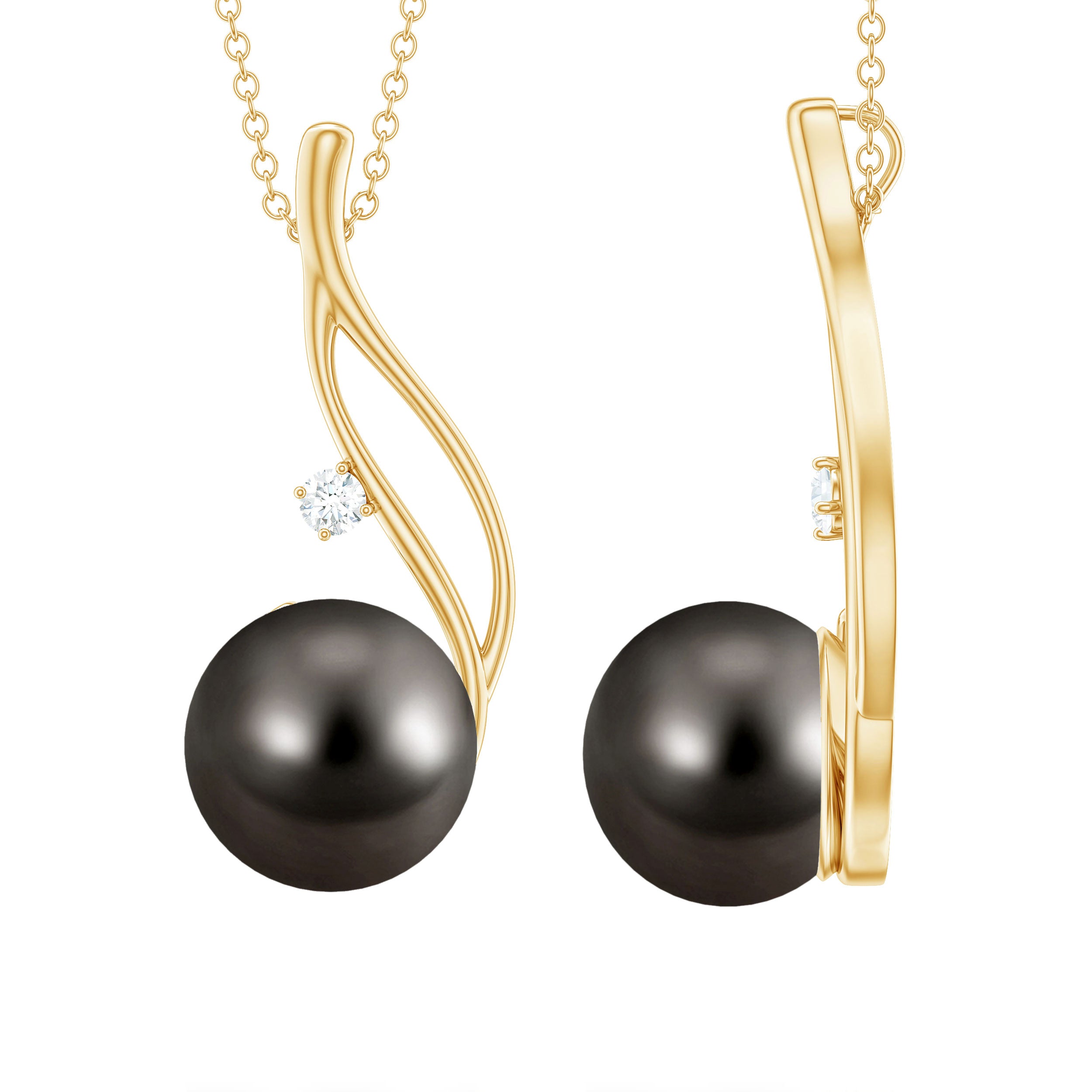10MM Tahitian Pearl Drop Pendant with Hidden Bail AAA - Rosec Jewels