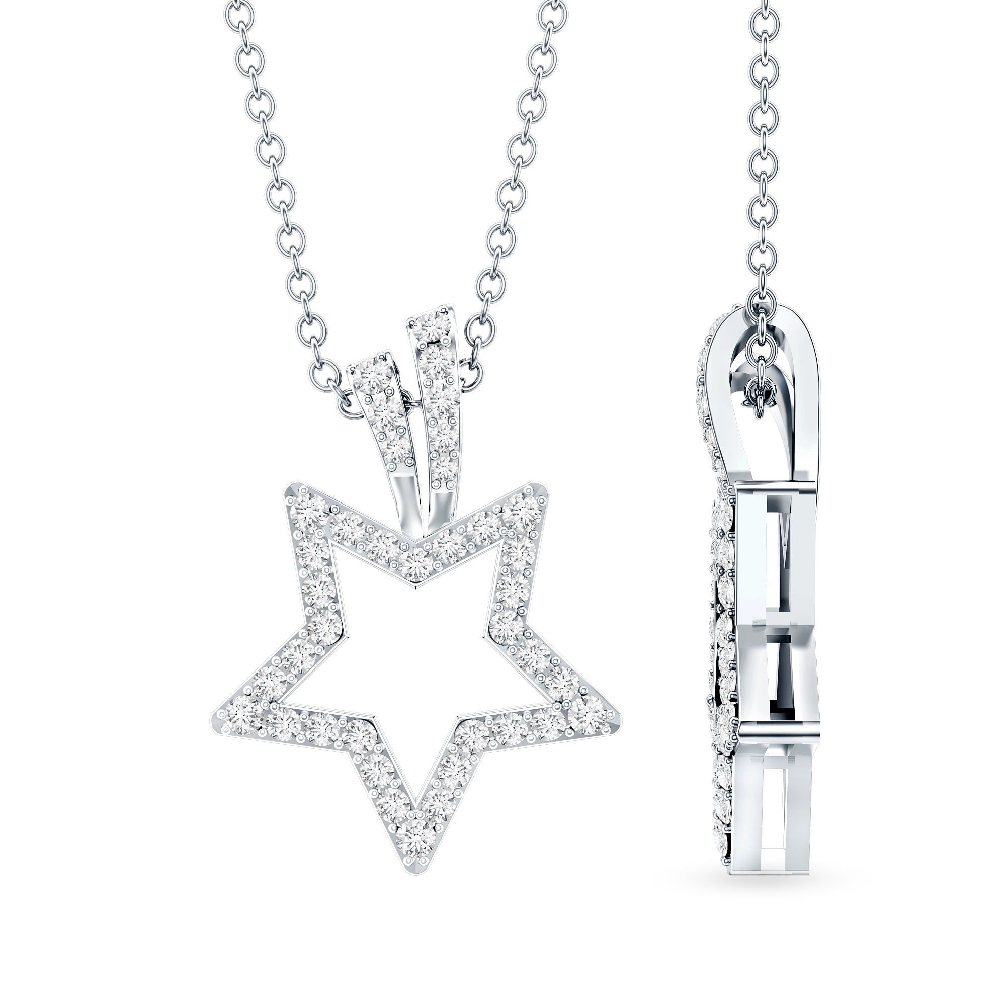 Natural Diamond Star Pendant For Women Natural - ( HI-SI ) - Rosec Jewels