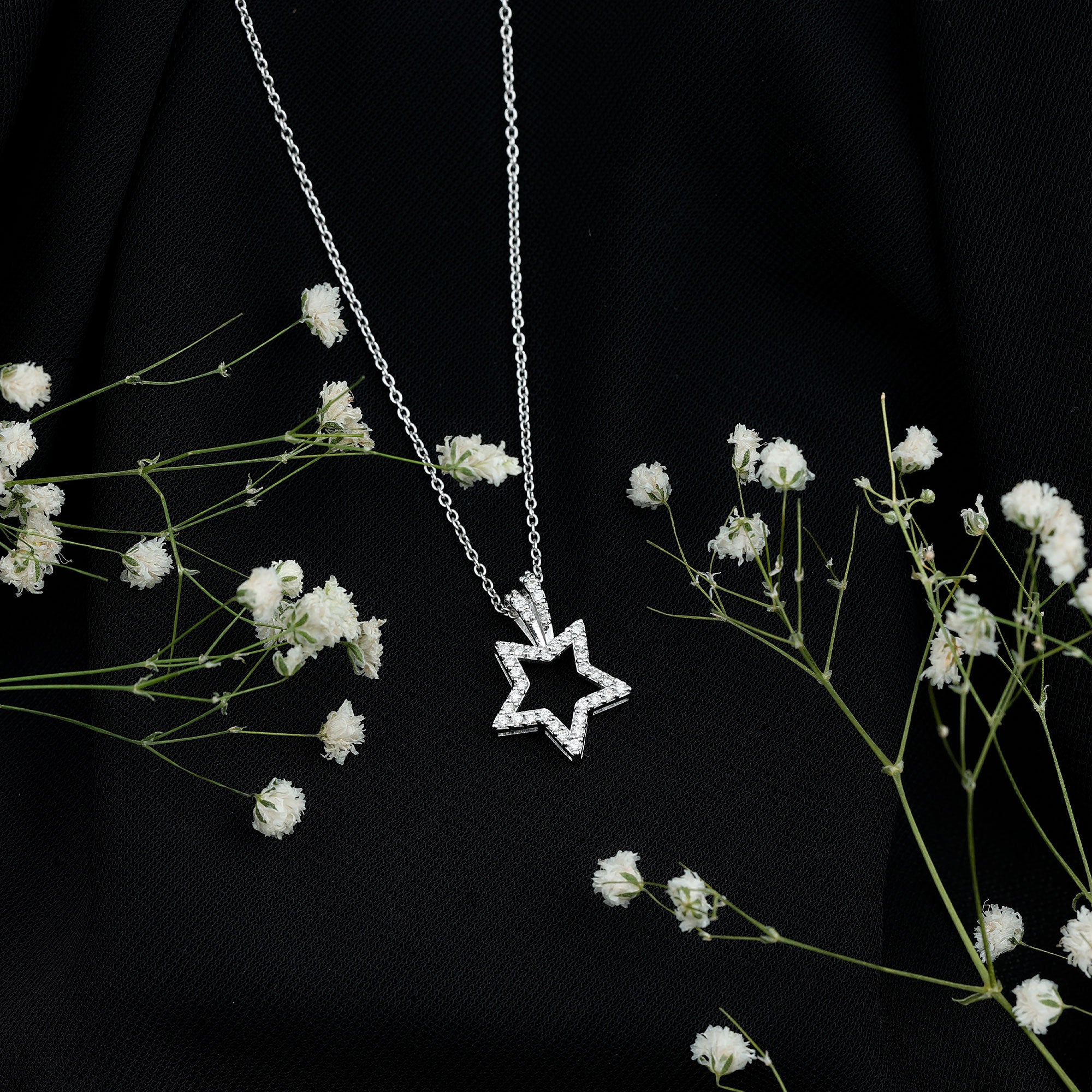 Natural Diamond Star Pendant For Women Natural - ( HI-SI ) - Rosec Jewels