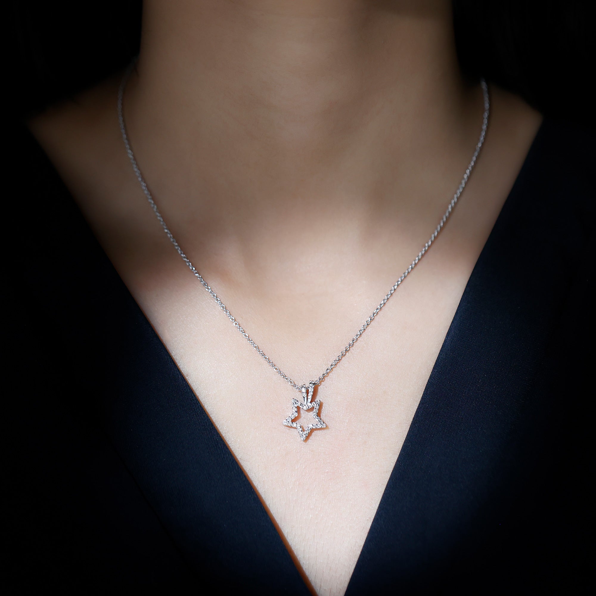 Natural Diamond Star Pendant For Women Natural - ( HI-SI ) - Rosec Jewels