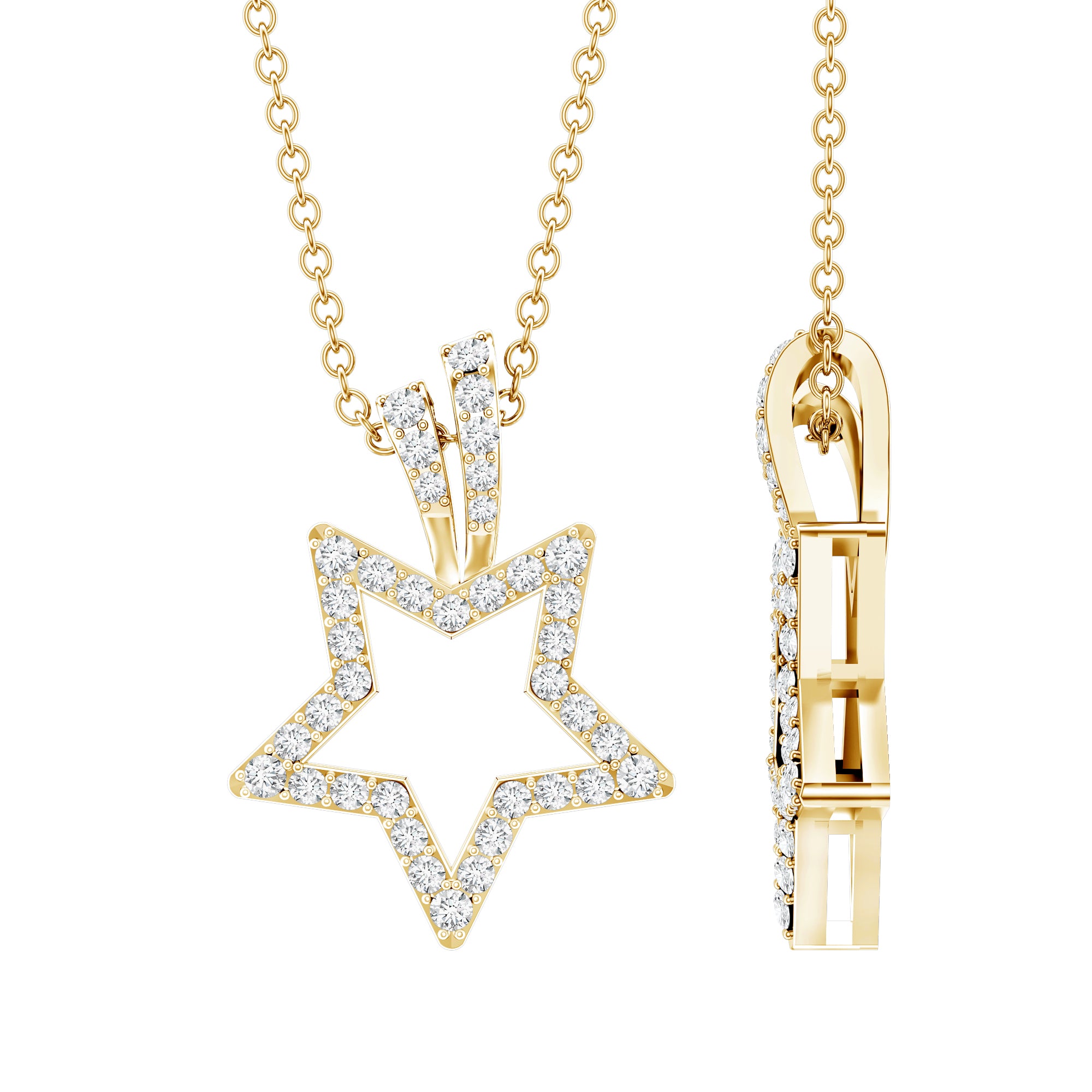 Natural Diamond Star Pendant For Women Natural - ( HI-SI ) - Rosec Jewels