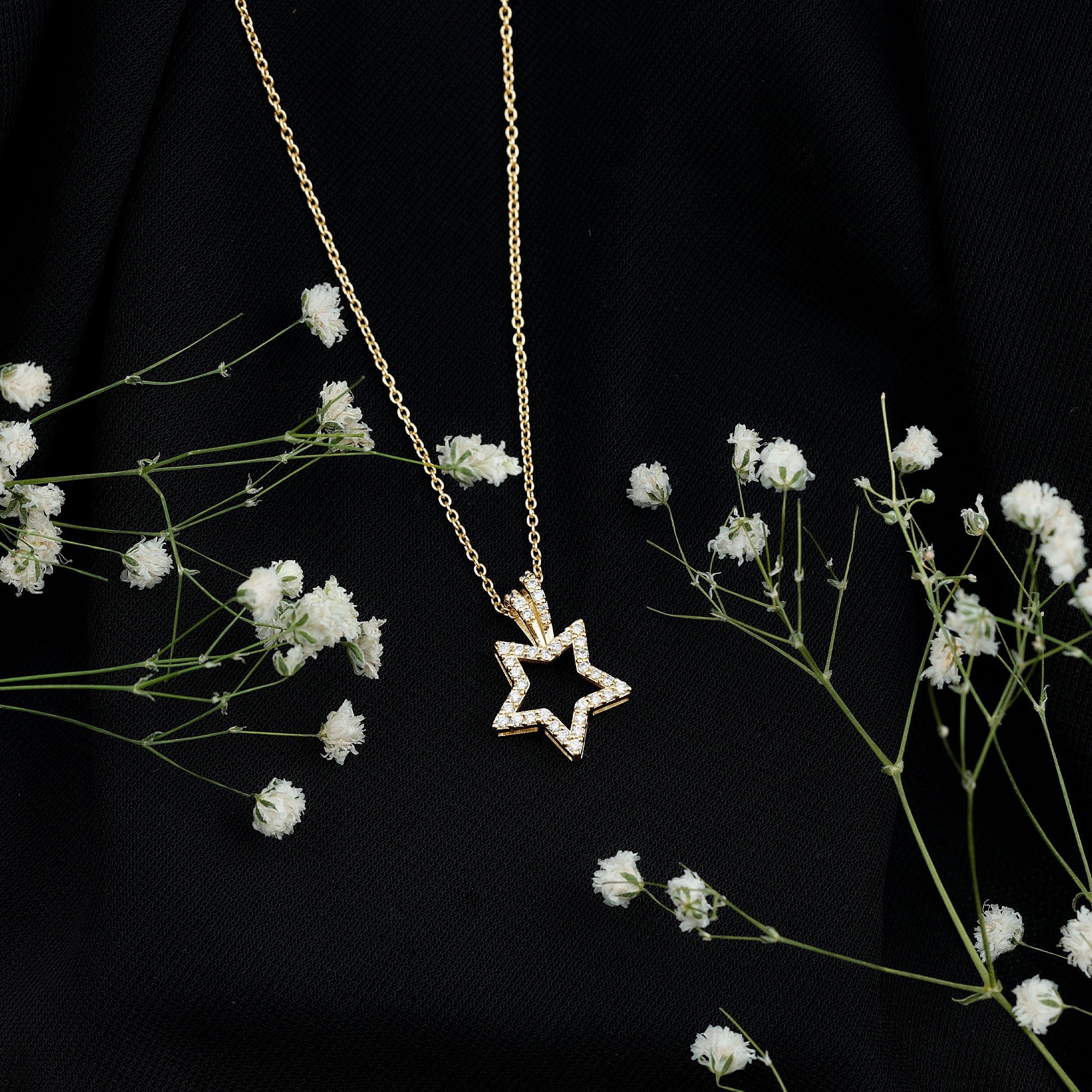 Natural Diamond Star Pendant For Women Natural - ( HI-SI ) - Rosec Jewels