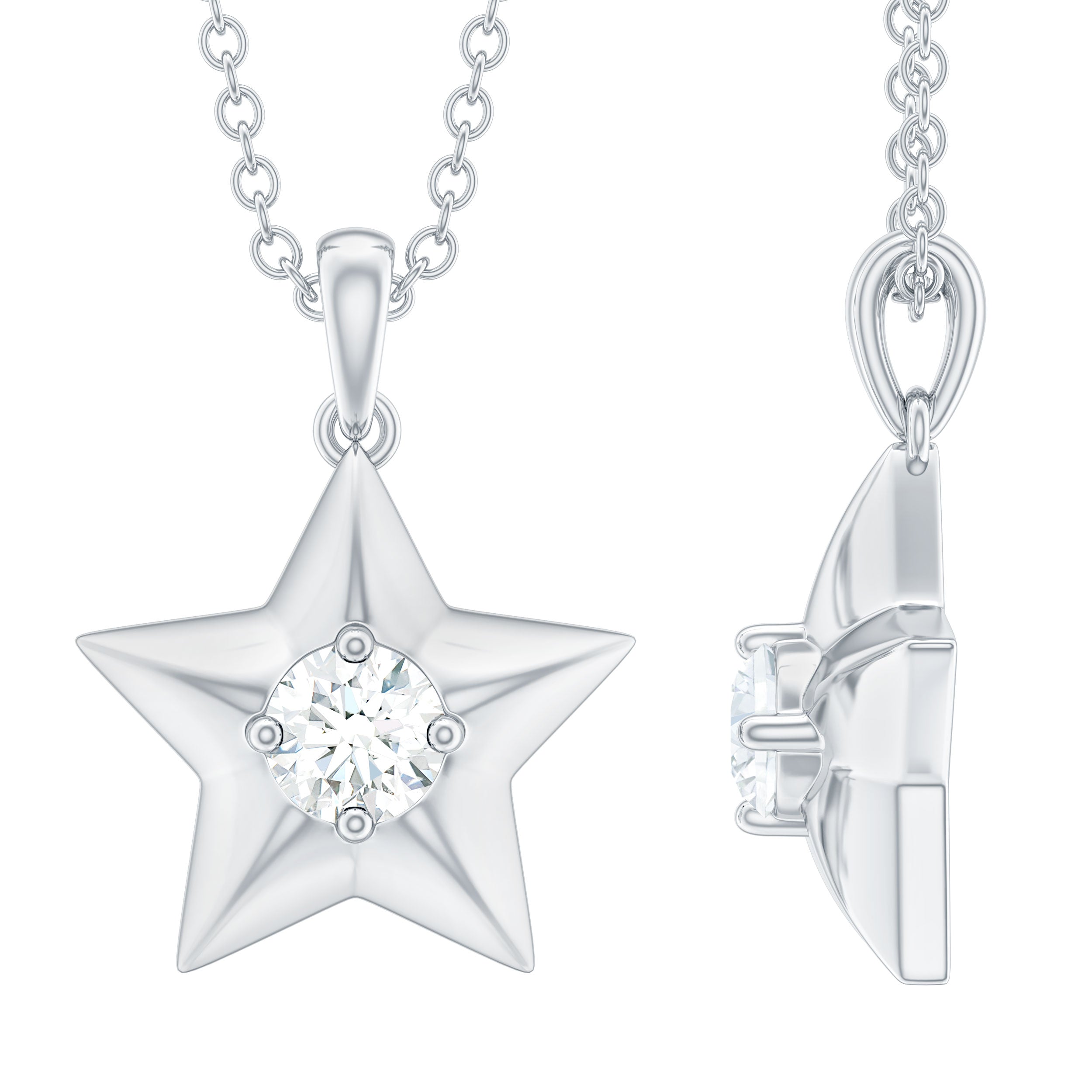 Certified Diamond Star Pendant Necklace