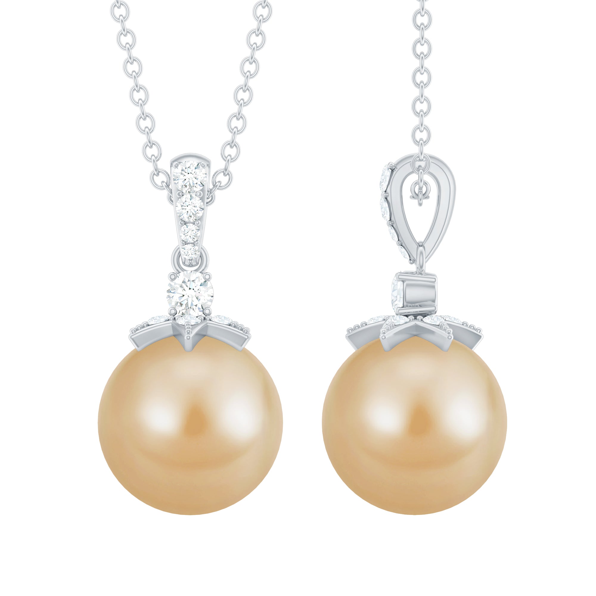 Simple South Sea Pearl Drop Pendant with Diamond