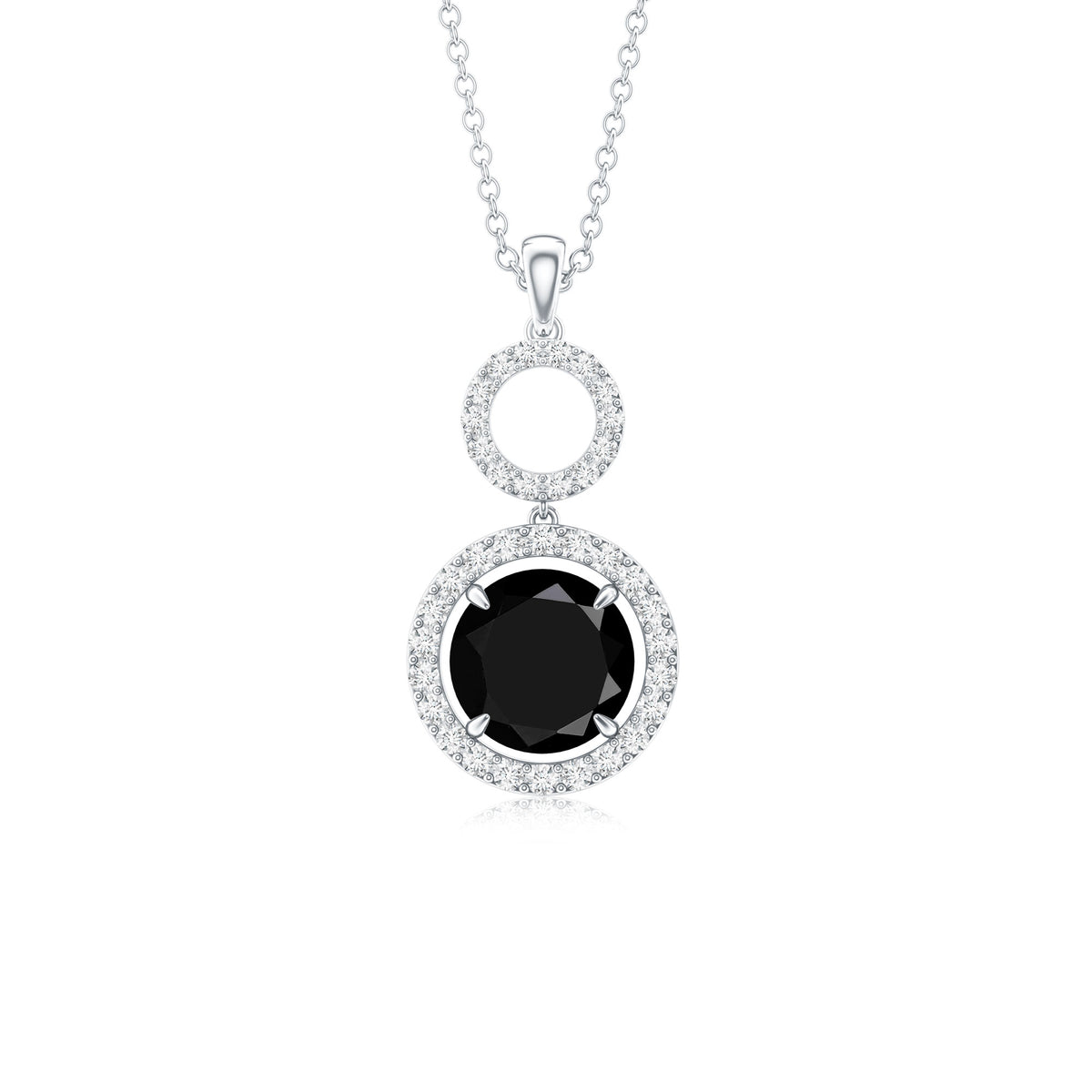 Classic 2 Carat Black Onyx Diamond Drop Necklace AAA - Rosec Jewels