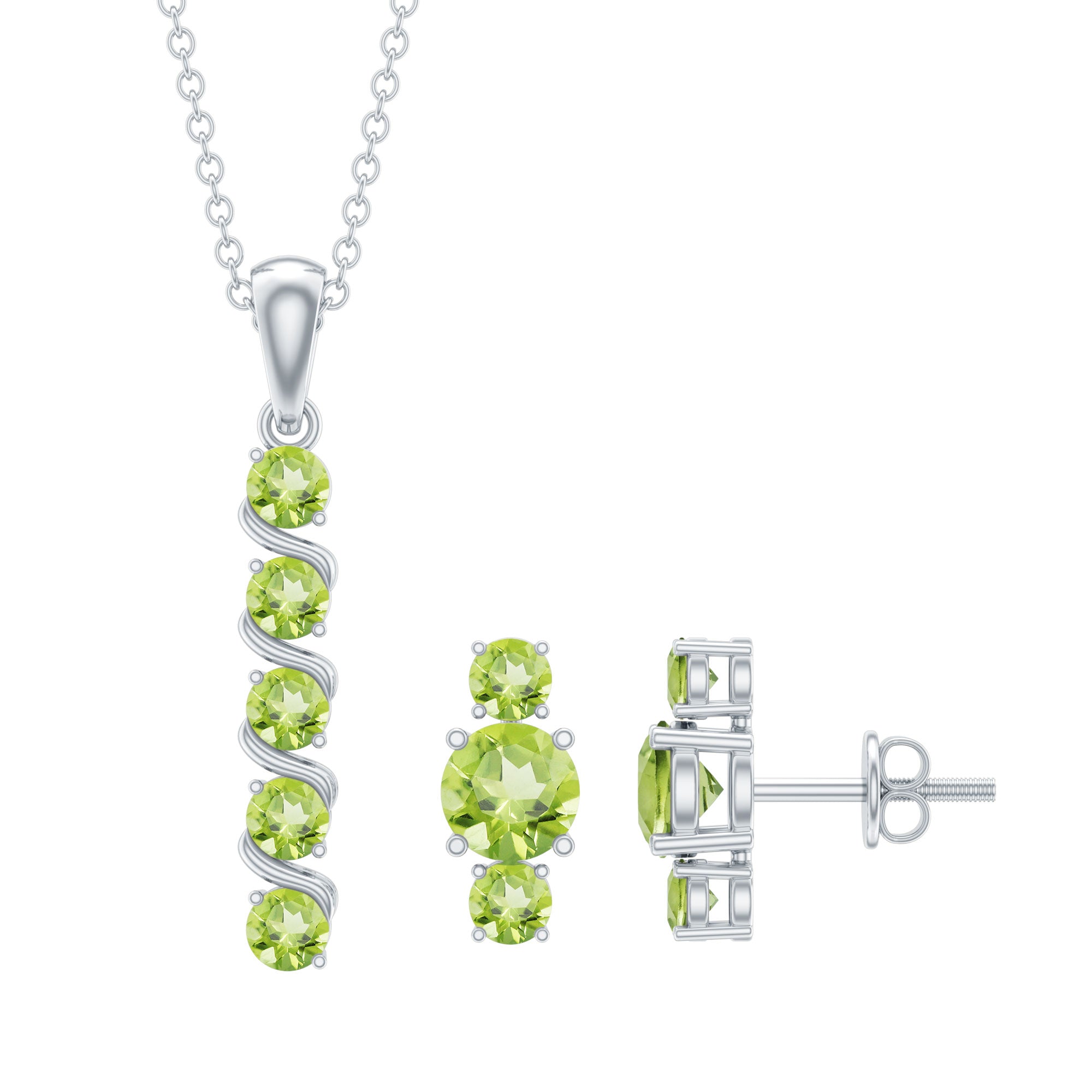 2 CT elegante Peridot Bar-sieradenset