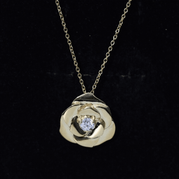 Certified Lab Grown Diamond Rose Pendant Necklace Lab - ( EF-VS ) - Rosec Jewels