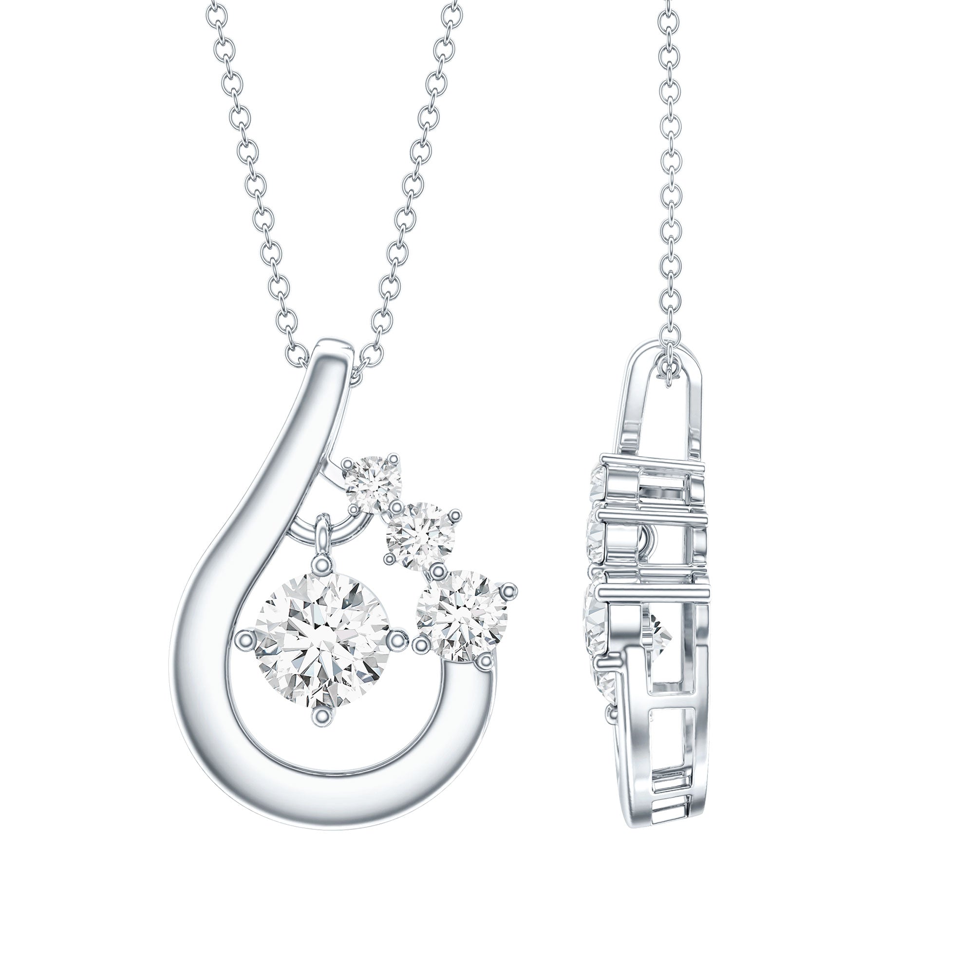 Certified Lab Grown Diamond Minimal Pendant Necklace Lab - ( EF-VS ) - Rosec Jewels