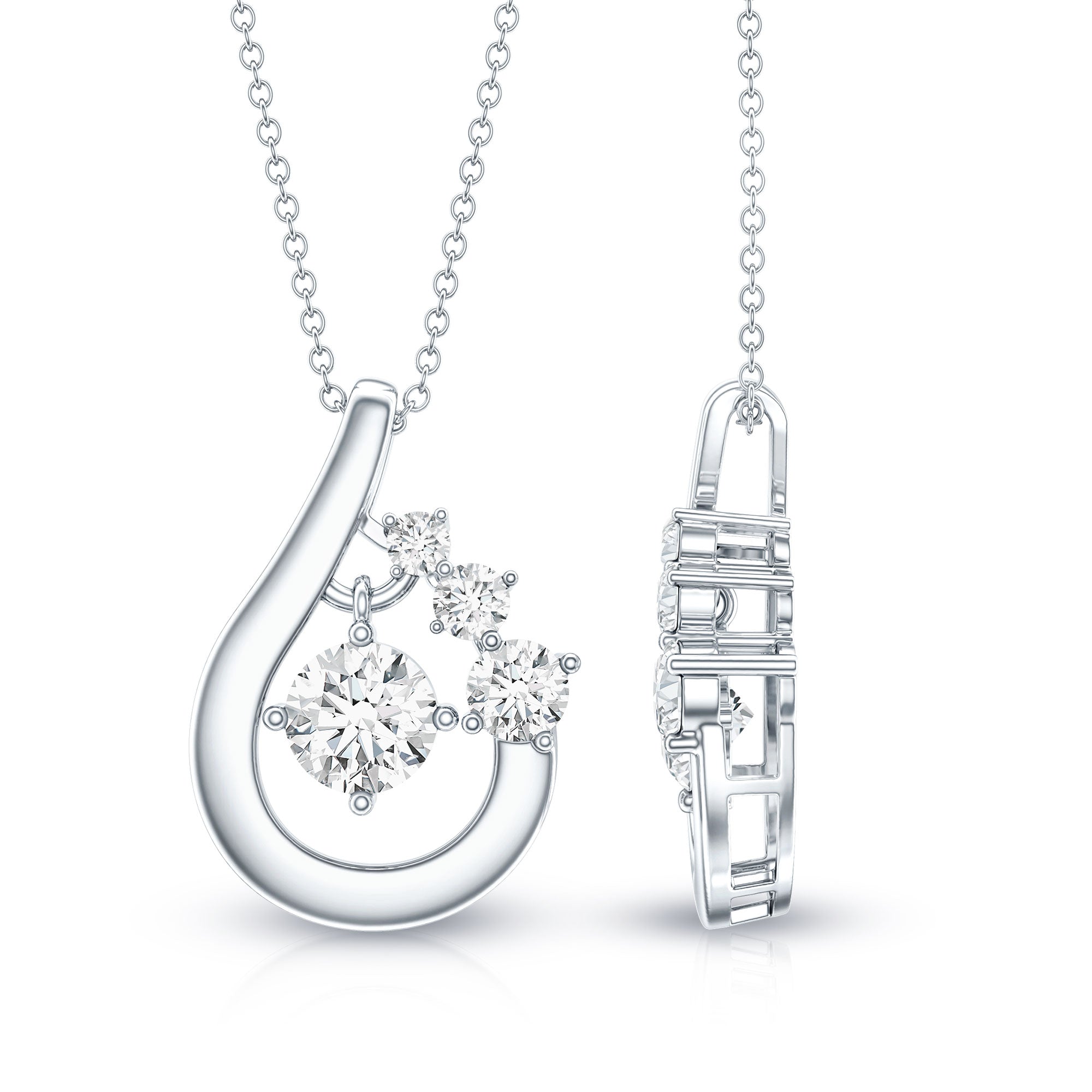 Certified Lab Grown Diamond Minimal Pendant Necklace Lab - ( EF-VS ) - Rosec Jewels