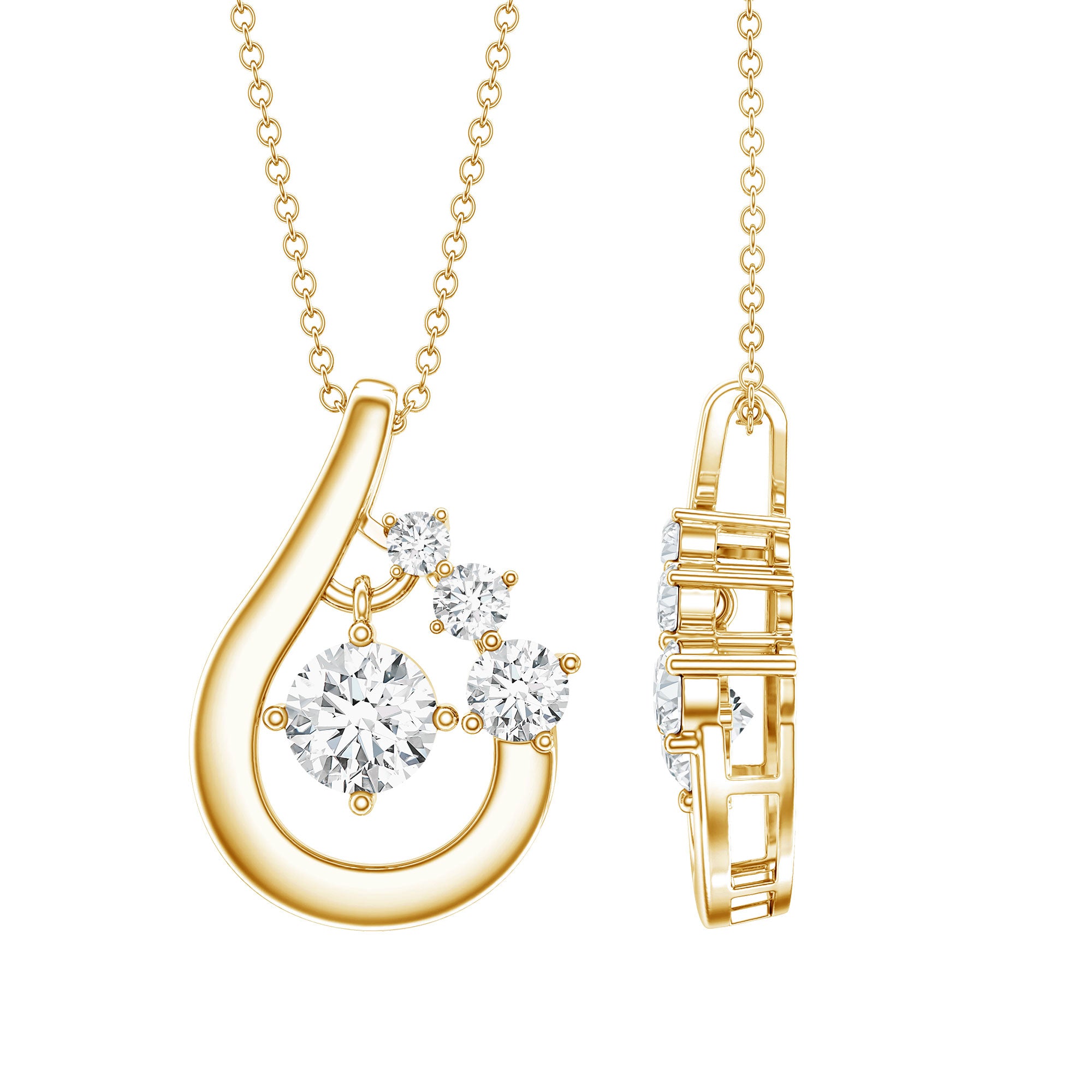 Certified Lab Grown Diamond Minimal Pendant Necklace Lab - ( EF-VS ) - Rosec Jewels