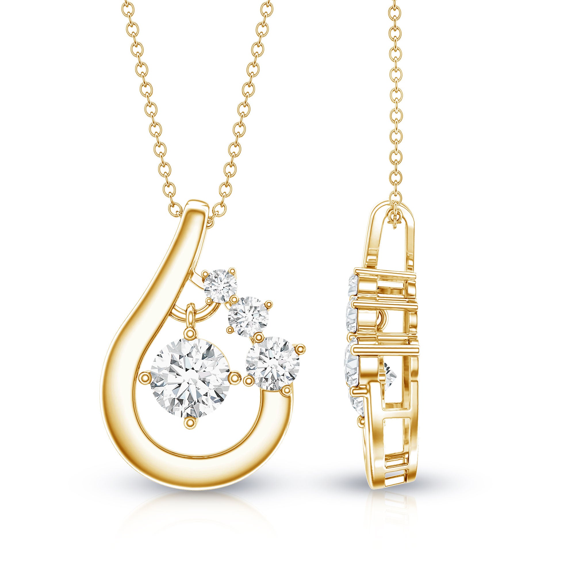Certified Lab Grown Diamond Minimal Pendant Necklace Lab - ( EF-VS ) - Rosec Jewels