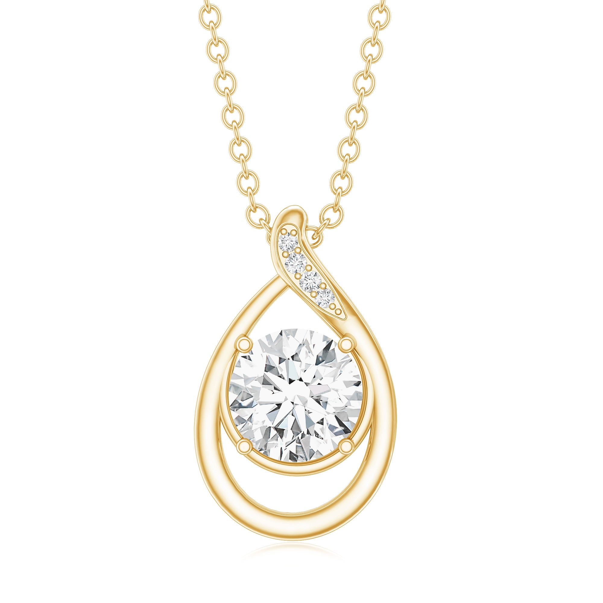 Lab Grown Diamond Teardrop Pendant Necklace Lab - ( EF-VS ) - Rosec Jewels