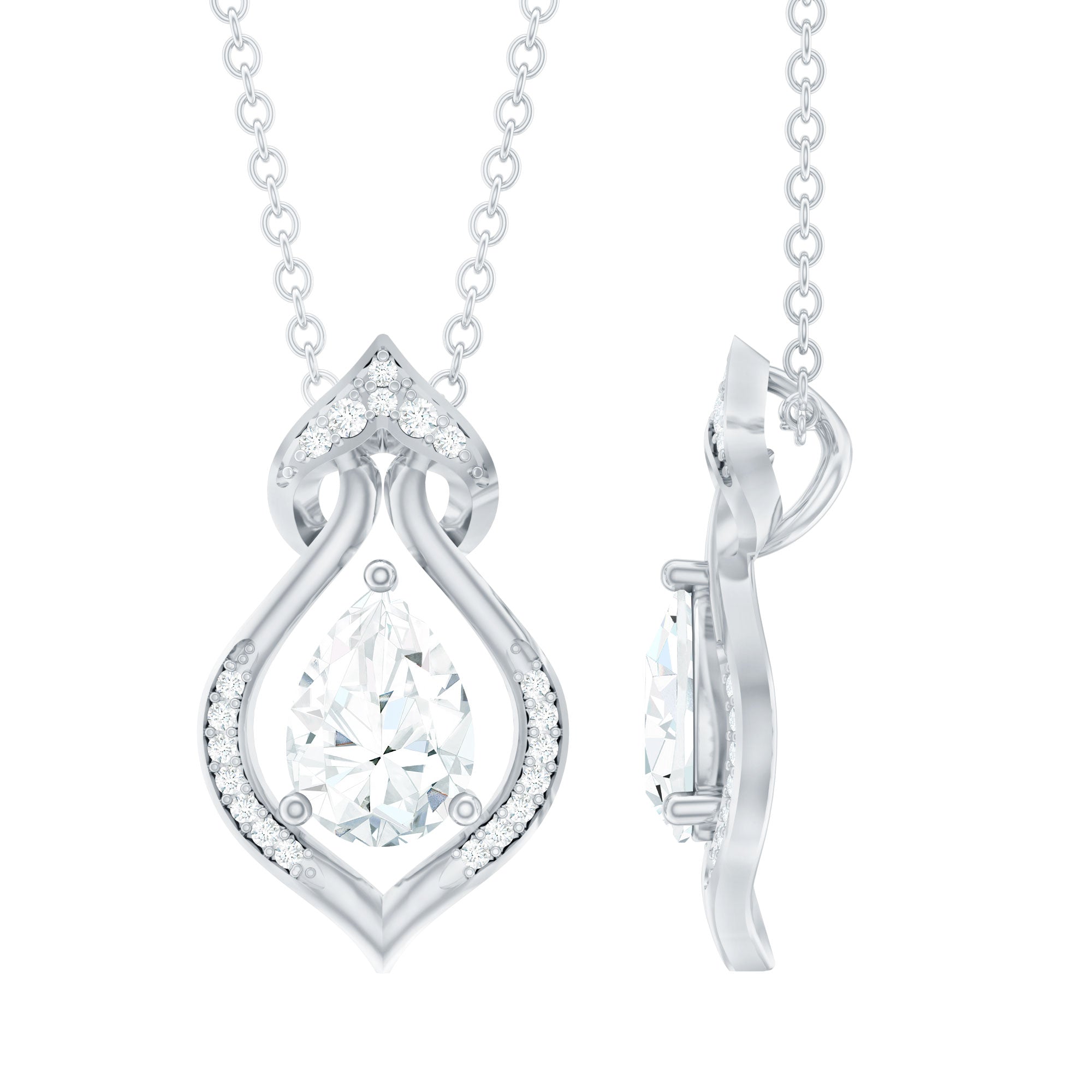 Pear Shape Lab Grown Diamond Bridal Pendant Necklace