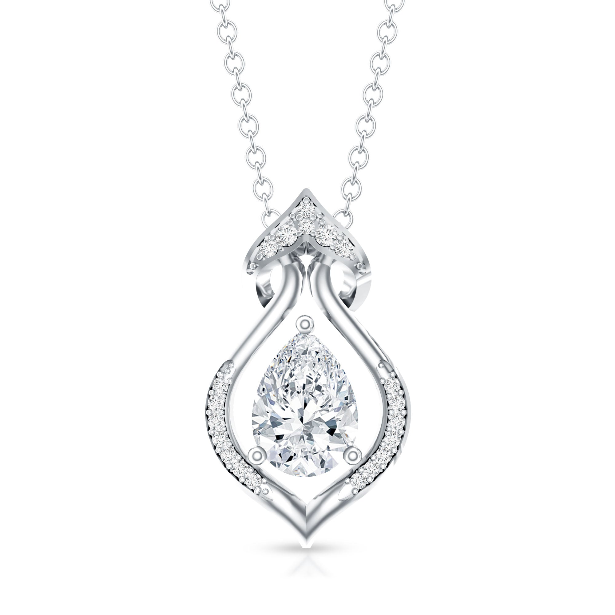 Pear Shape Lab Grown Diamond Bridal Pendant Necklace Lab - ( EF-VS ) - Rosec Jewels