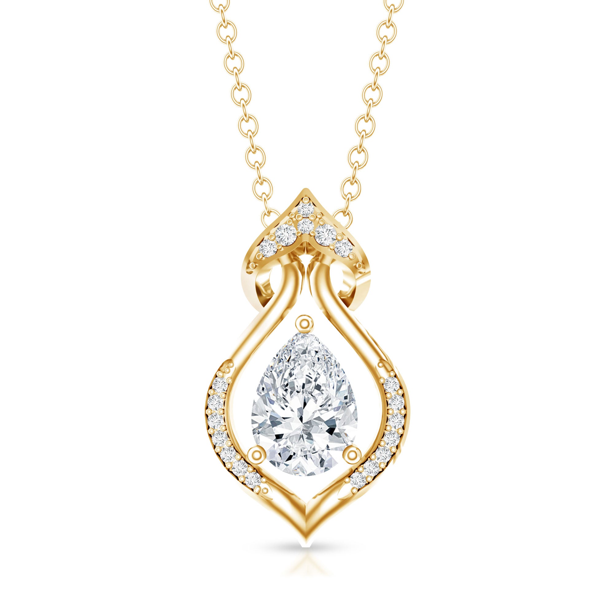 Pear Shape Lab Grown Diamond Bridal Pendant Necklace Lab - ( EF-VS ) - Rosec Jewels