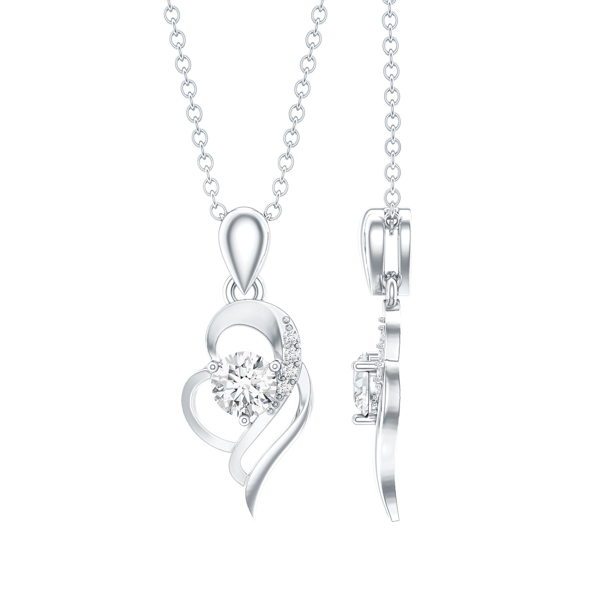 Heart Necklace with Lab Grown Diamond Lab - ( EF-VS ) - Rosec Jewels