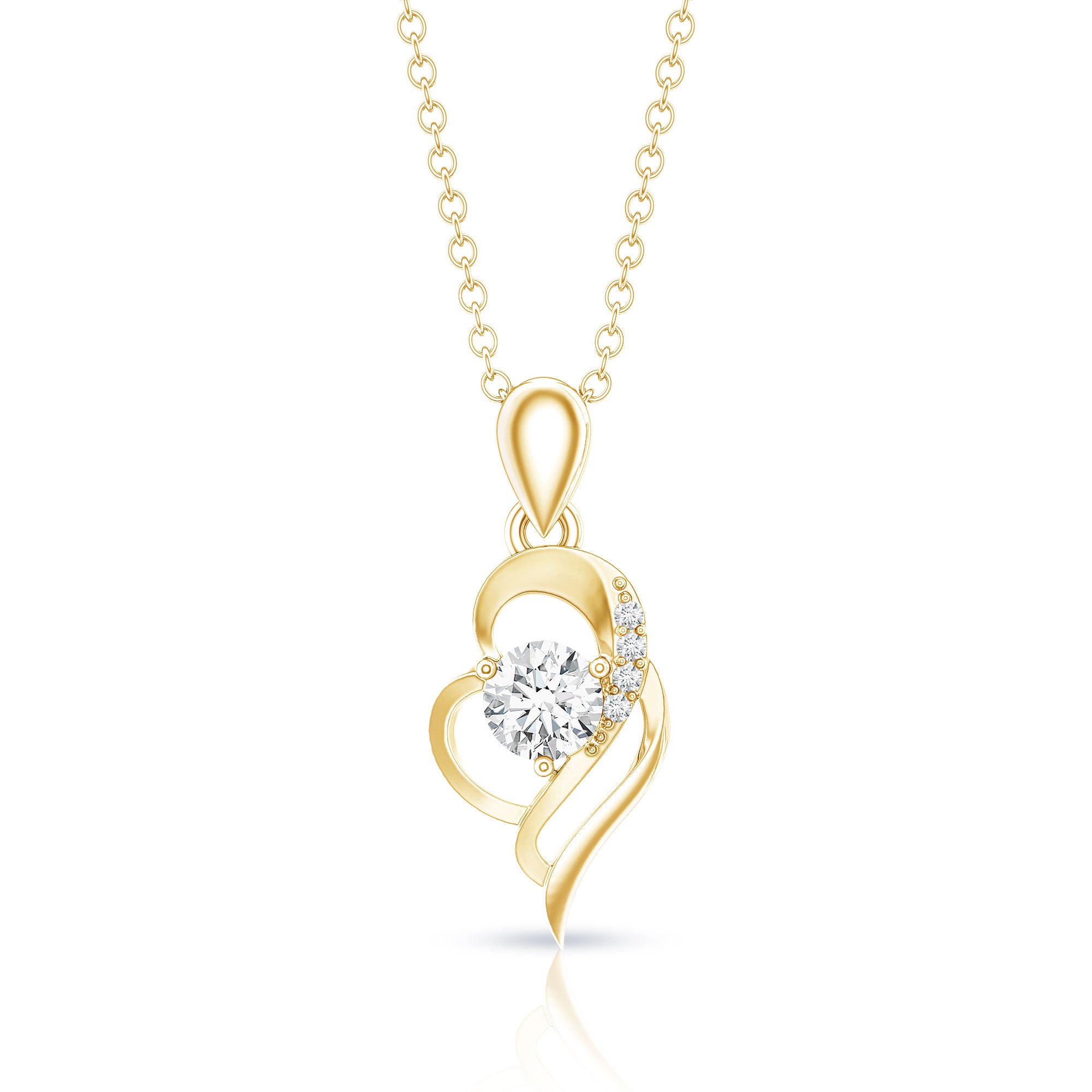 Heart Necklace with Lab Grown Diamond Lab - ( EF-VS ) - Rosec Jewels