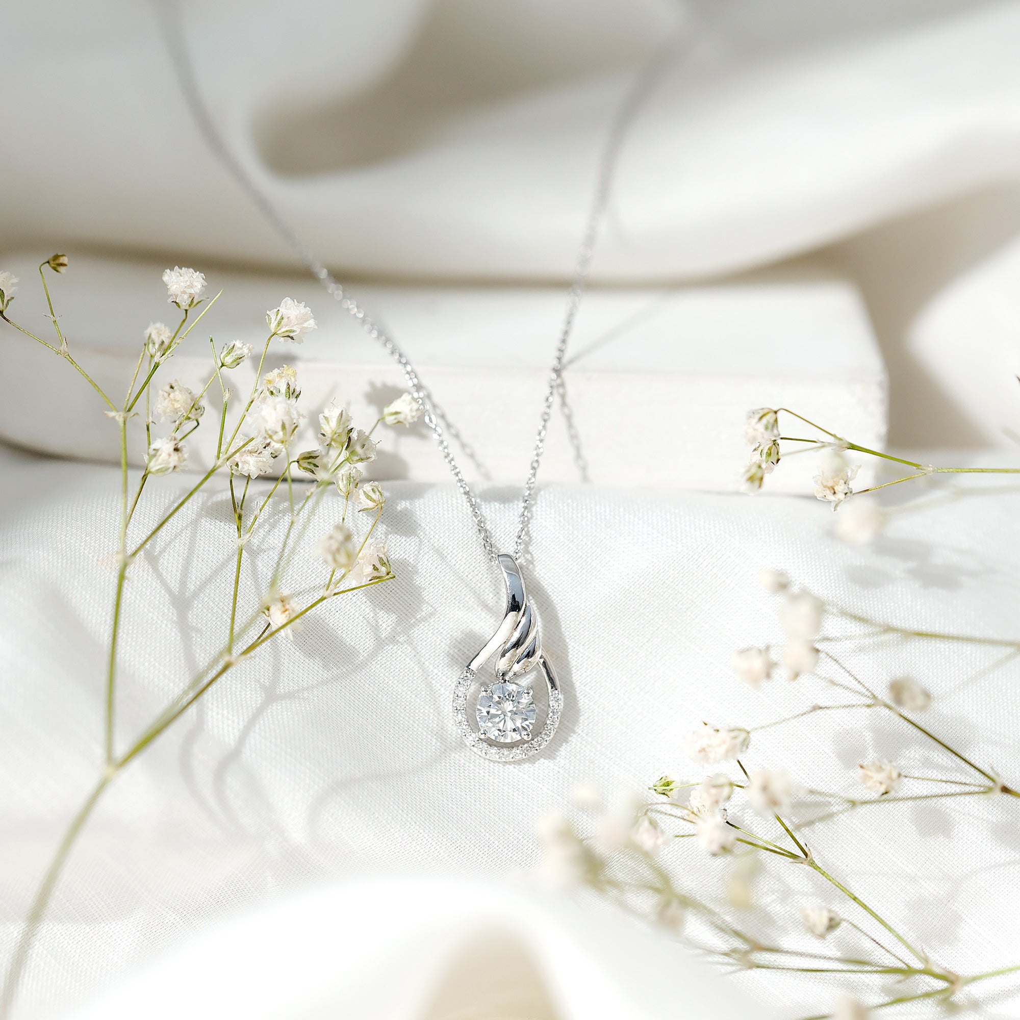 Certified Round Lab Grown Diamond Designer Pendant Necklace Lab - ( EF-VS ) - Rosec Jewels