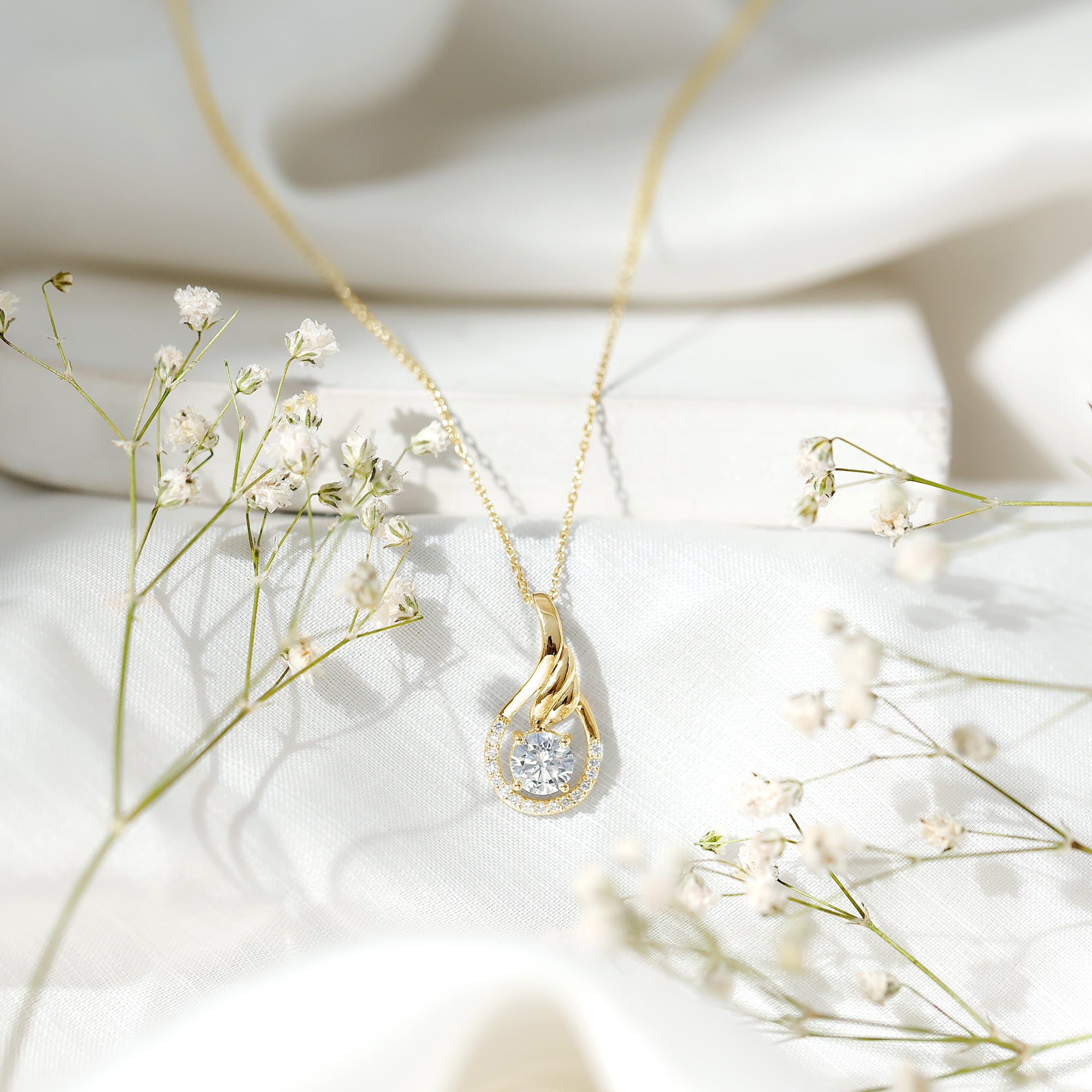 Certified Round Lab Grown Diamond Designer Pendant Necklace Lab - ( EF-VS ) - Rosec Jewels