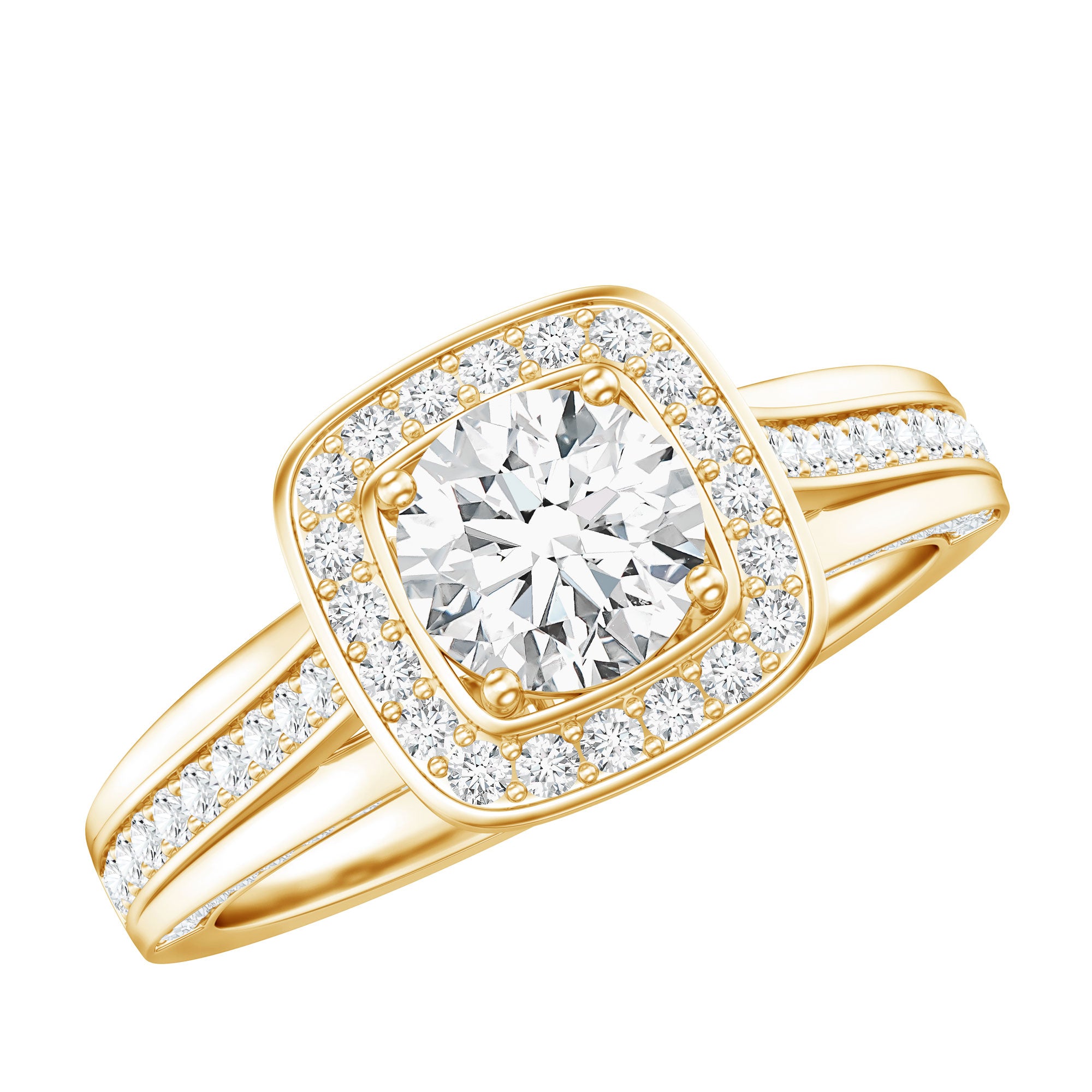 Classic Moissanite Halo Engagement Ring with Certificate D-VS1 - Rosec Jewels