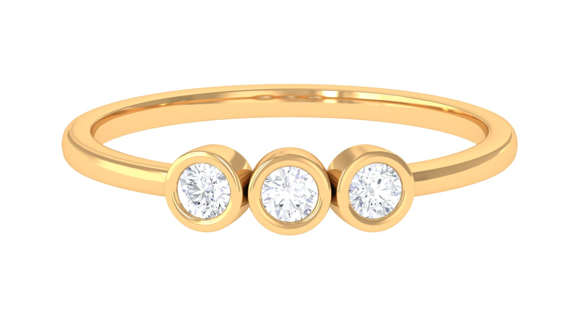 Natural Diamond 3 Stone Promise Ring with Certificate Natural - ( HI-SI ) - Rosec Jewels
