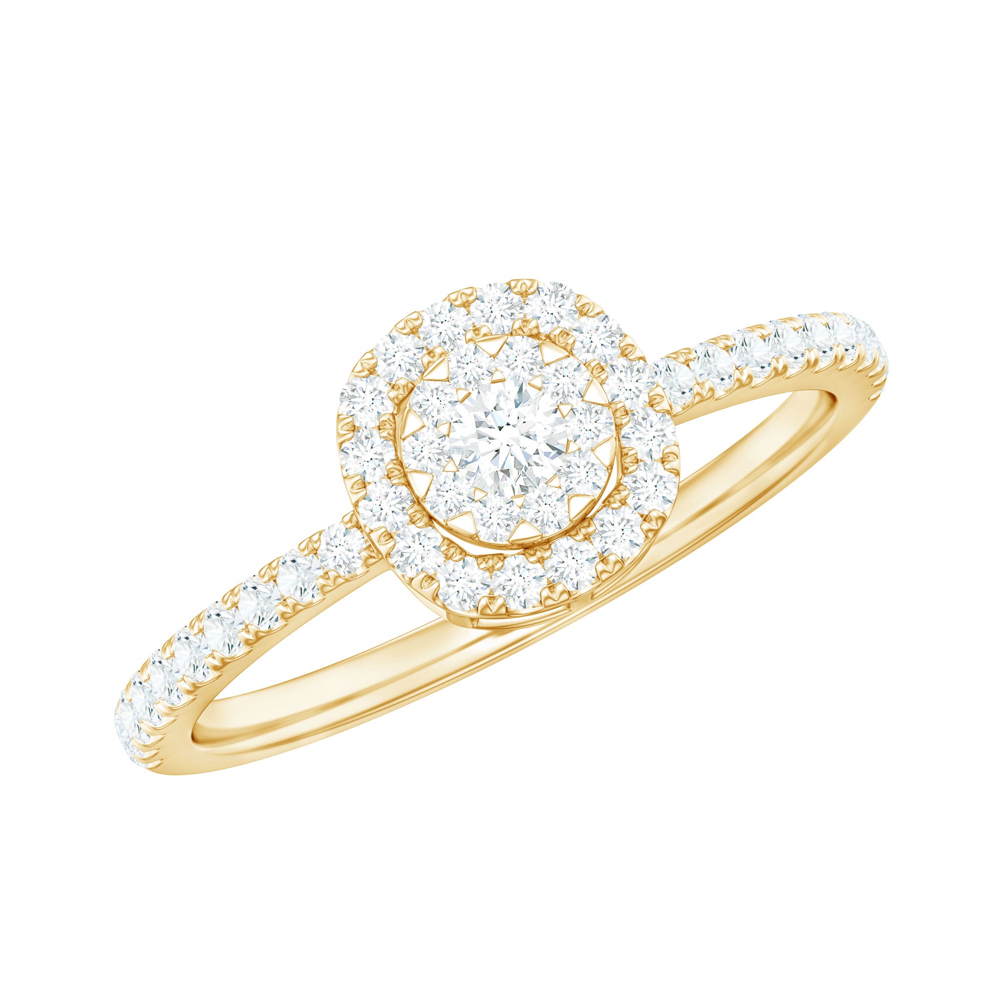 Brilliant Cut Diamond Engagement Ring in Illusion Setting Natural - ( HI-SI ) - Rosec Jewels