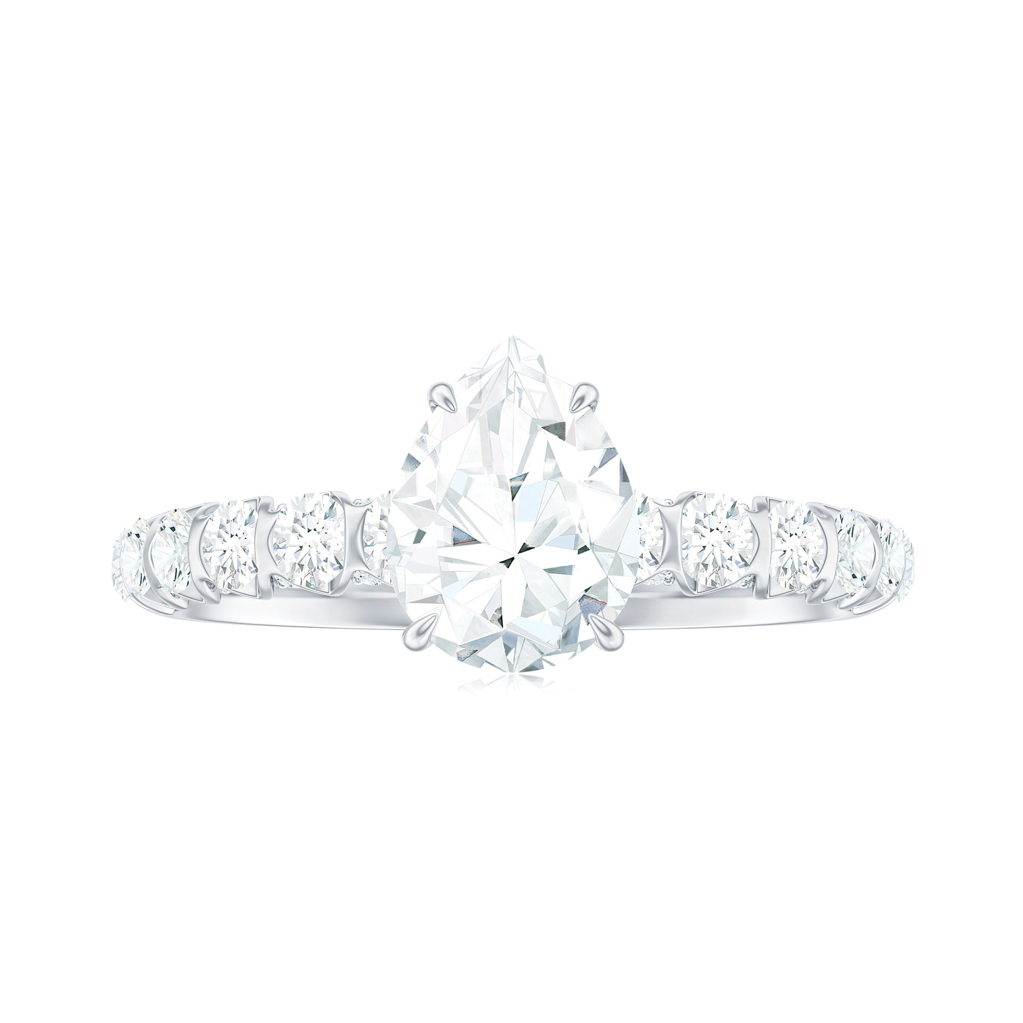 Pear Shaped Moissanite Solitaire Engagement Ring D-VS1 - Rosec Jewels