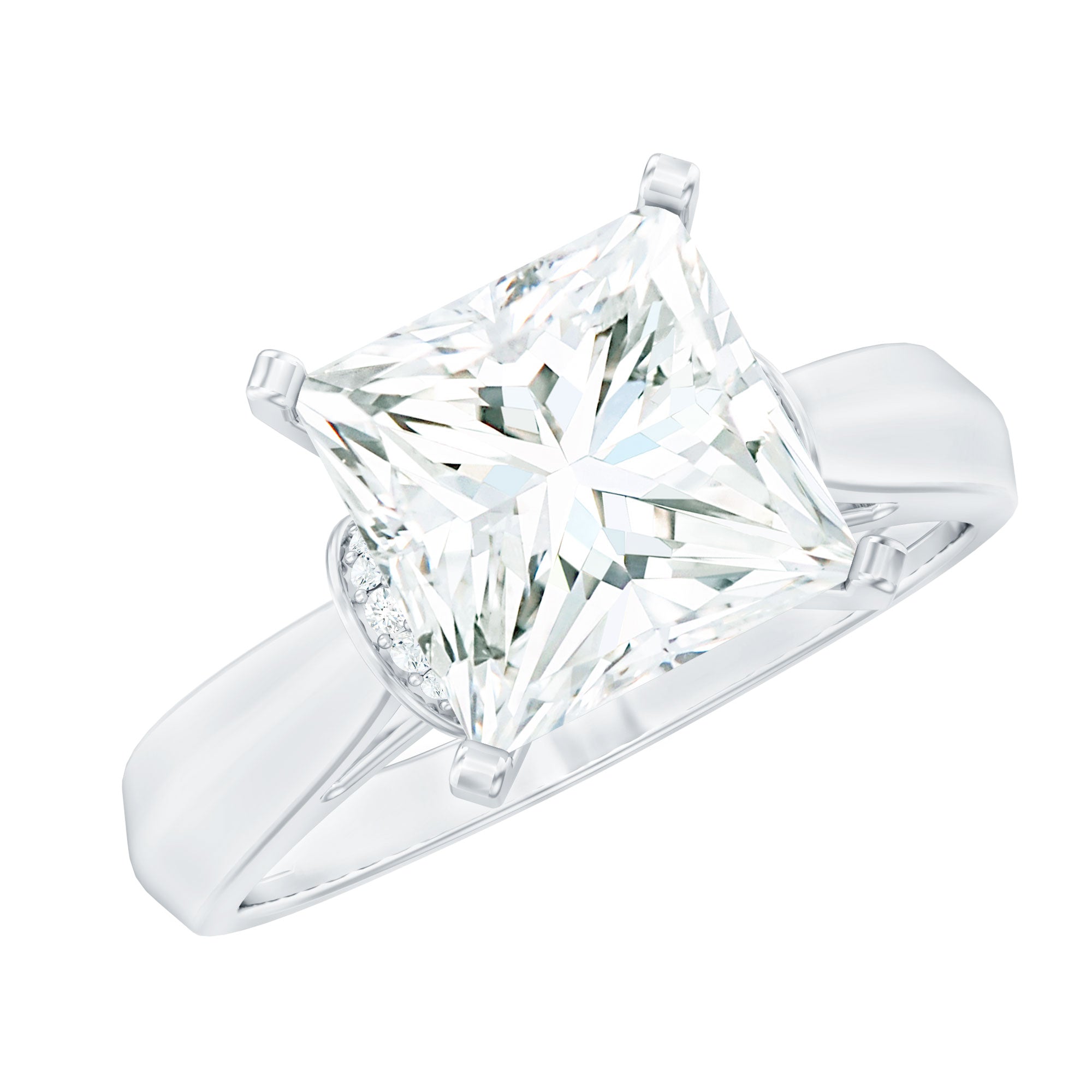 Princess Cut Certified Moissanite Solitaire Engagement Ring