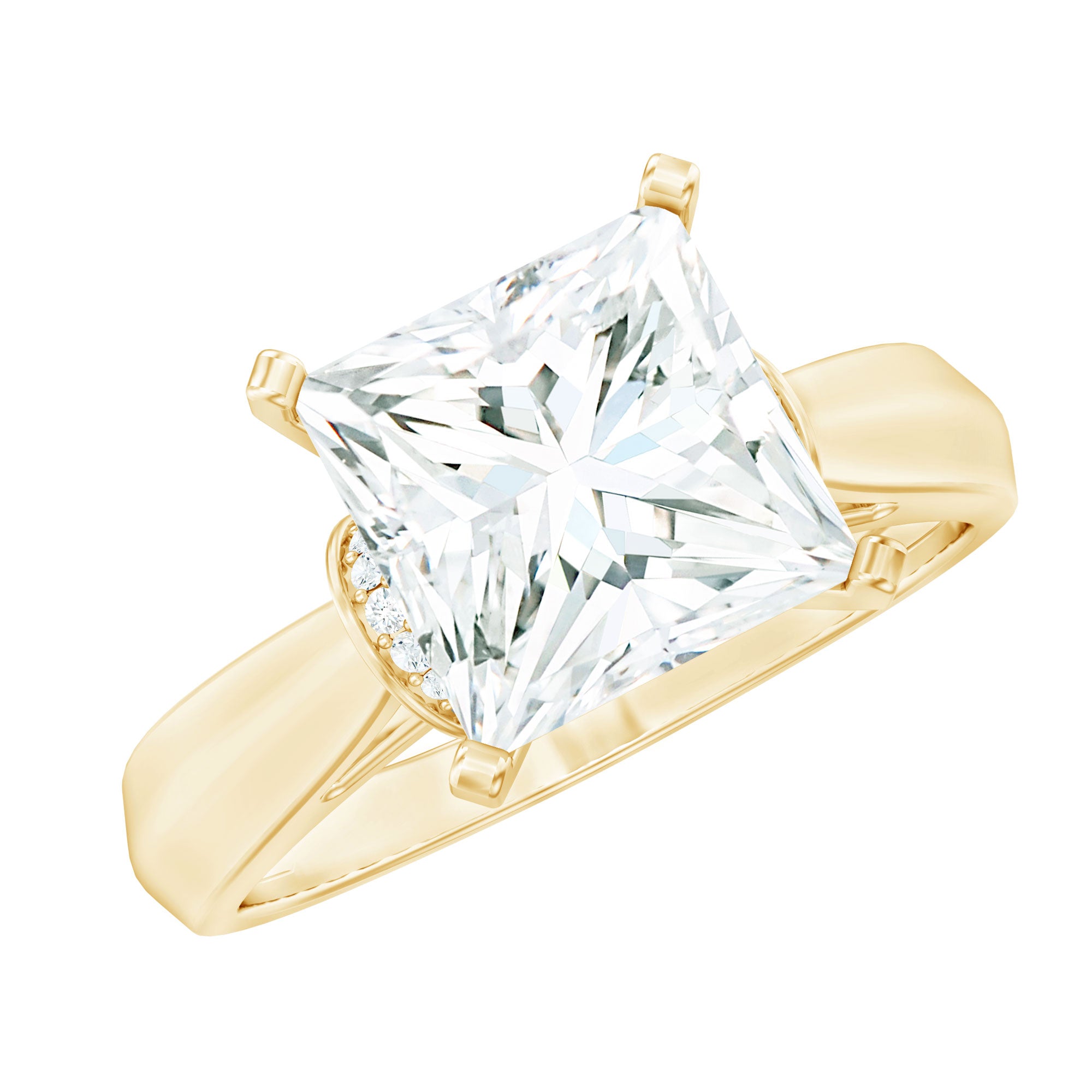Princess Cut Certified Moissanite Solitaire Engagement Ring D-VS1 - Rosec Jewels