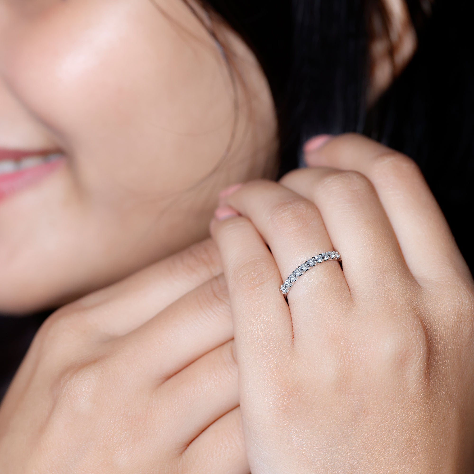 Round Cut Diamond Stackable Eternity Band Natural - ( HI-SI ) - Rosec Jewels