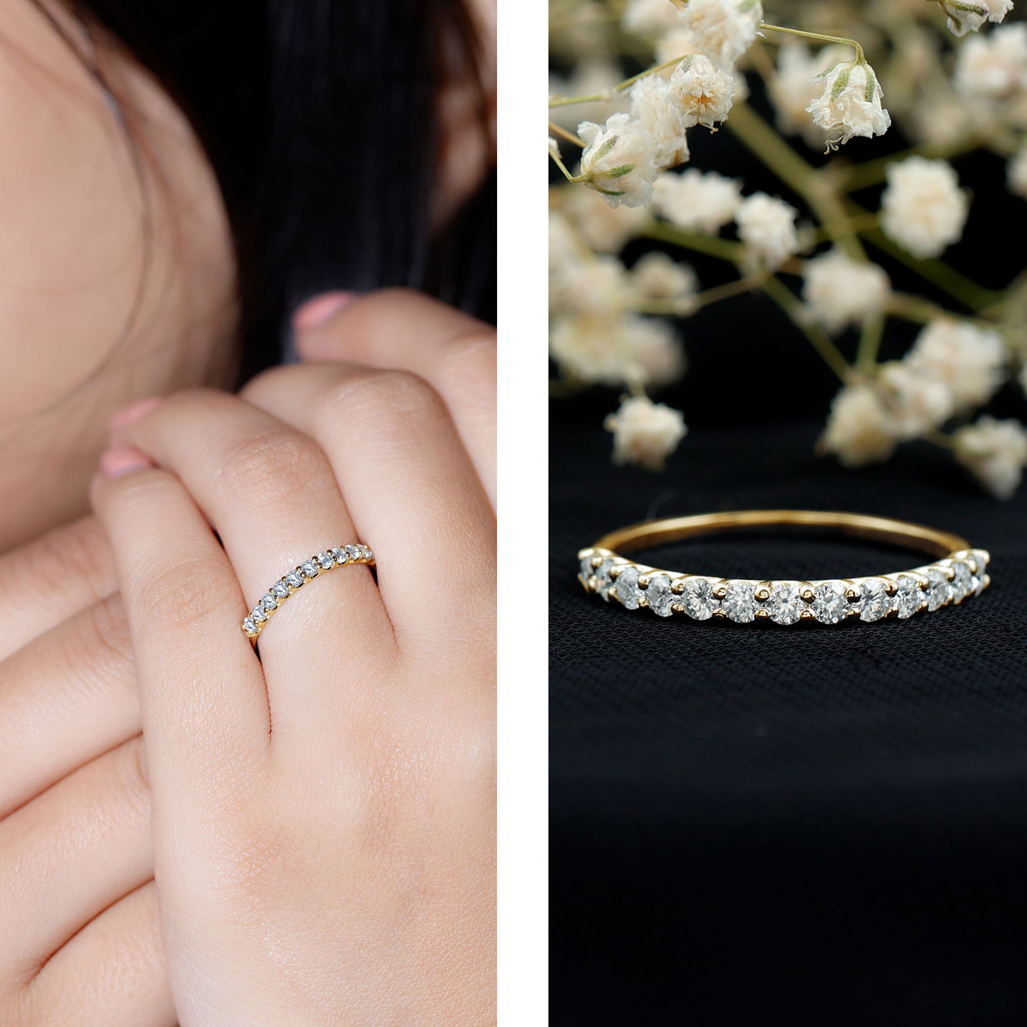 Round Cut Diamond Stackable Eternity Band Natural - ( HI-SI ) - Rosec Jewels