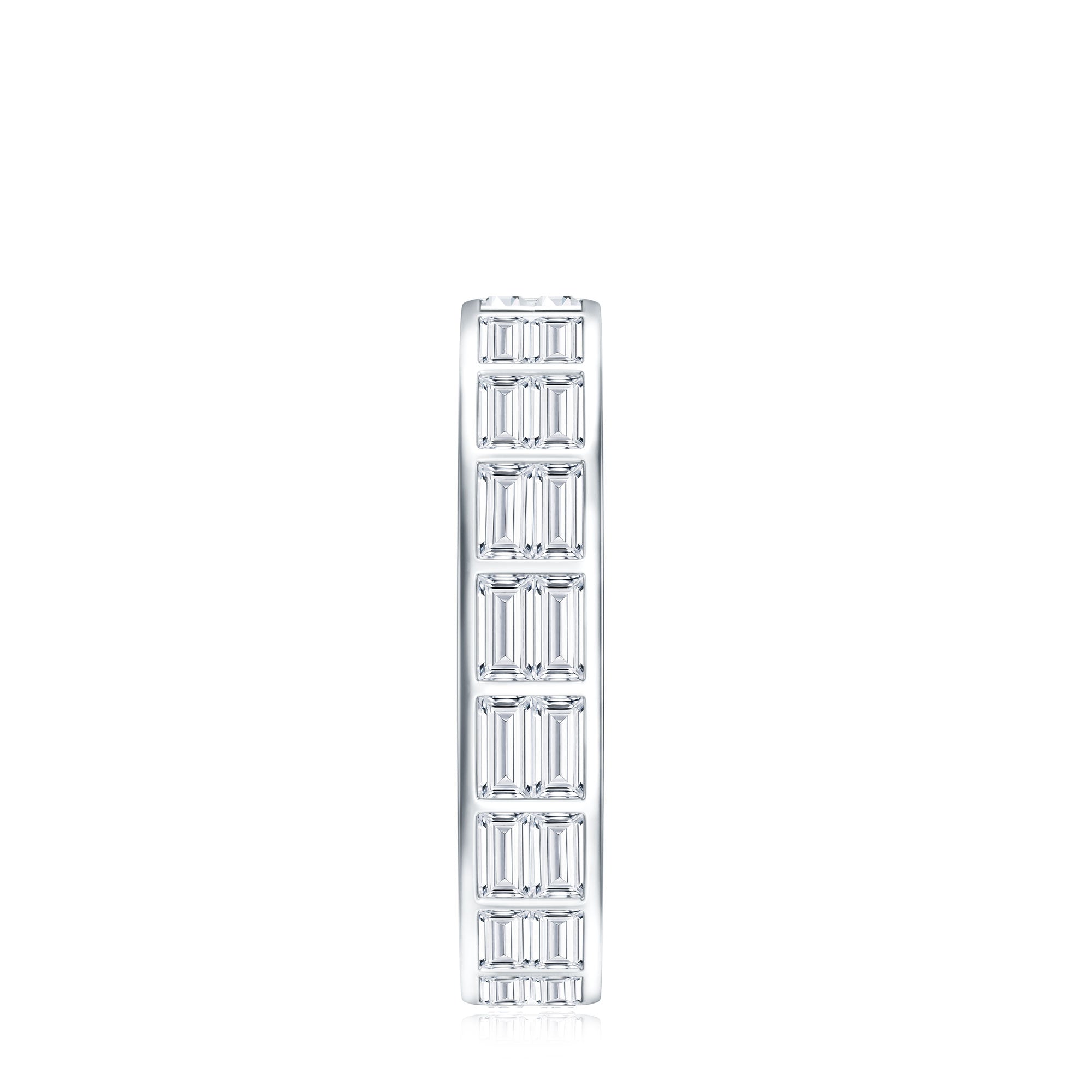 Baguette Cut Certified Moissanite Two Row Eternity Band D-VS1 - Rosec Jewels