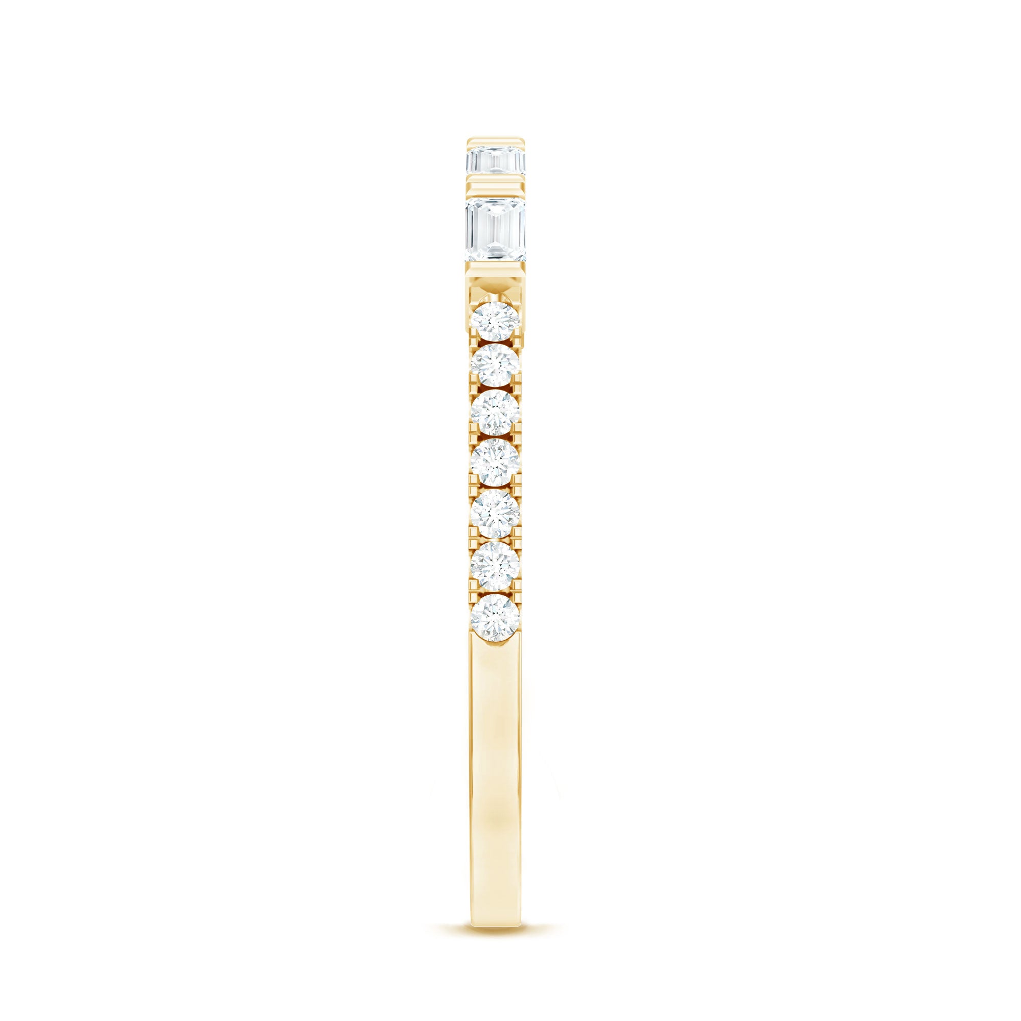 Baguette Shape Moissanite Stackable Ring in Bar Setting D-VS1 - Rosec Jewels