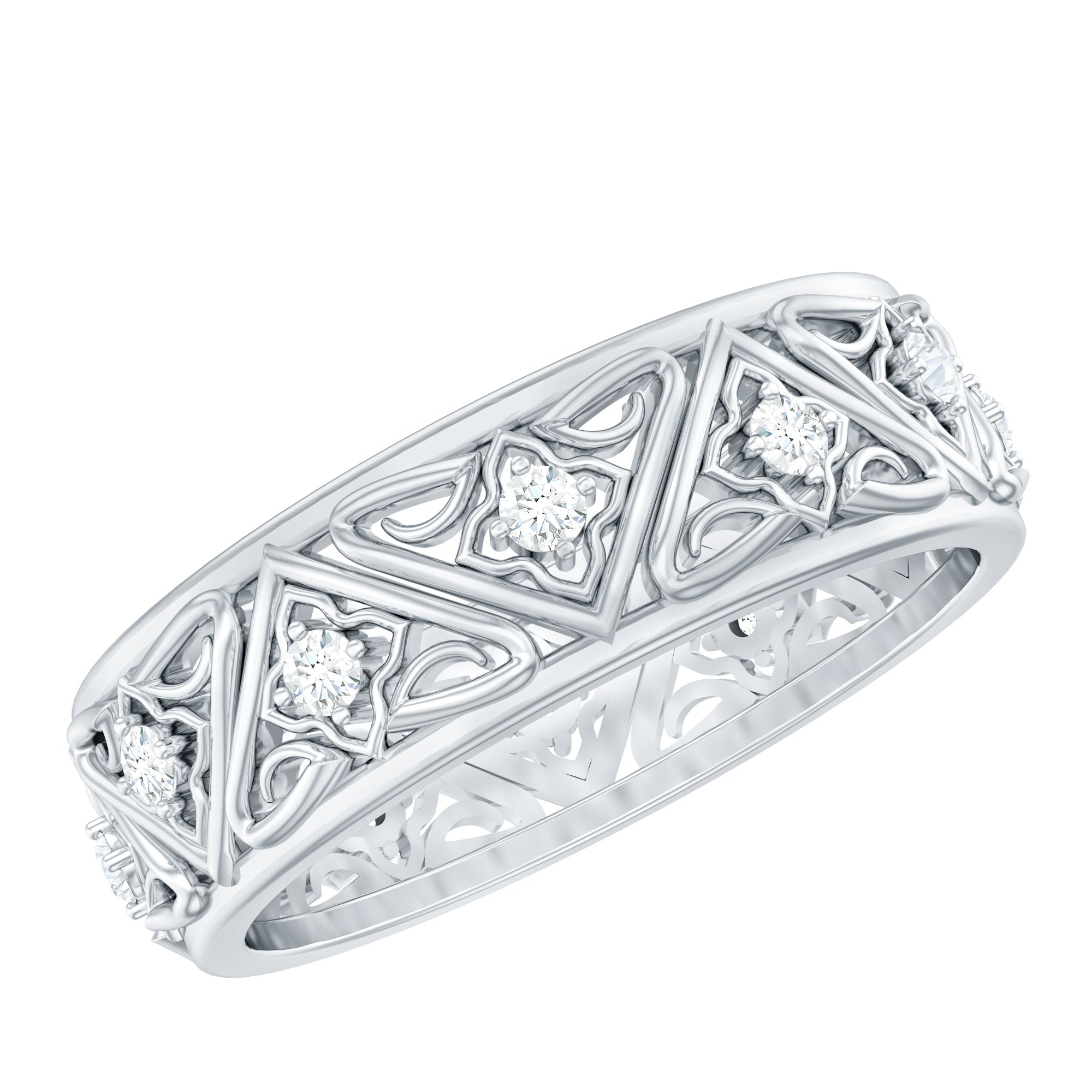 1/2 CT Diamond Vintage Band Ring in 4 Prong Setting