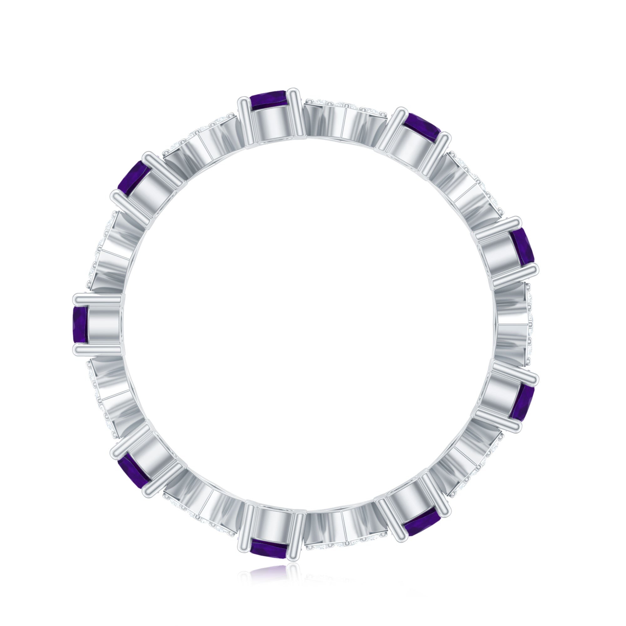 Natural Amethyst Diamond Eternity Ring for Women AAA - Rosec Jewels