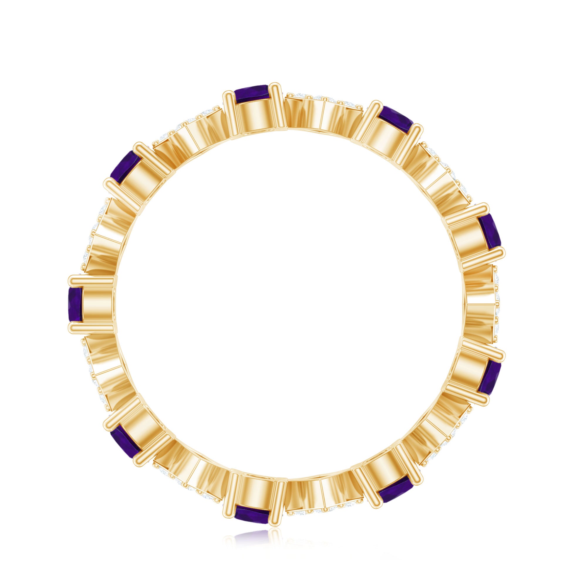 Natural Amethyst Diamond Eternity Ring for Women AAA - Rosec Jewels
